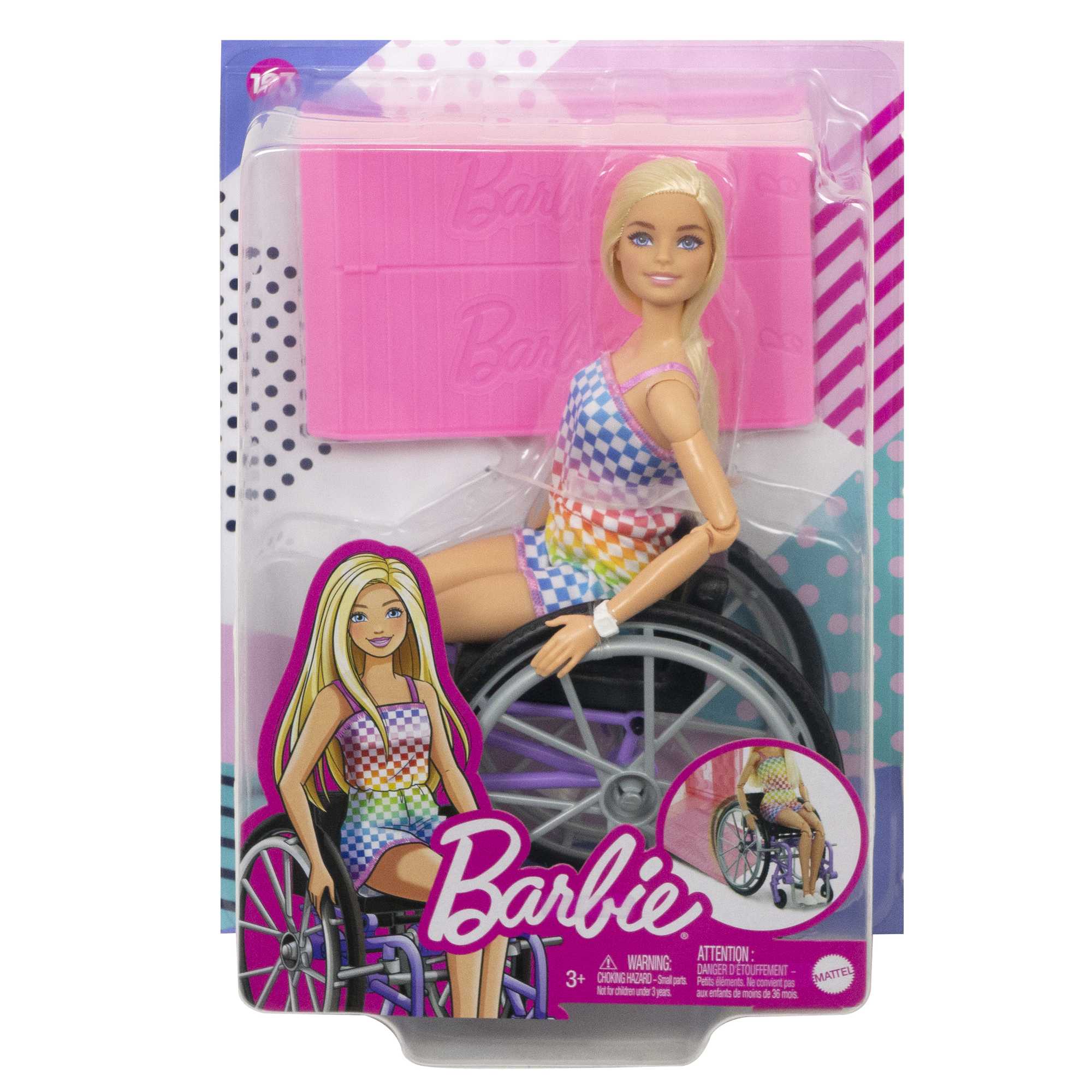 Barbie Fashionistas Doll #194 With Wheelchair & Ramp, Blond Hair, Rainbow Dress & Accessories - Image 6