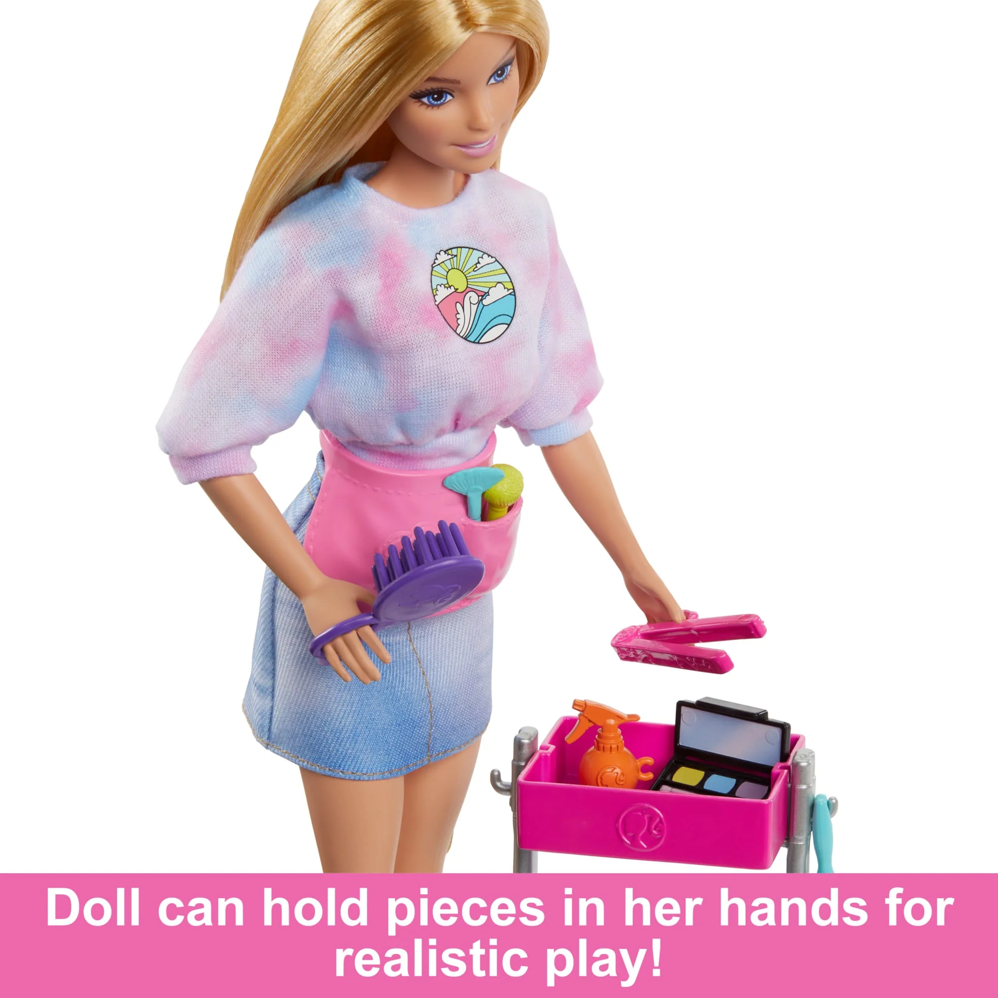 Barbie “Malibu” Stylist Doll & 14 Accessories Playset, Hair & Makeup Theme With Puppy & Styling Cart - Image 3