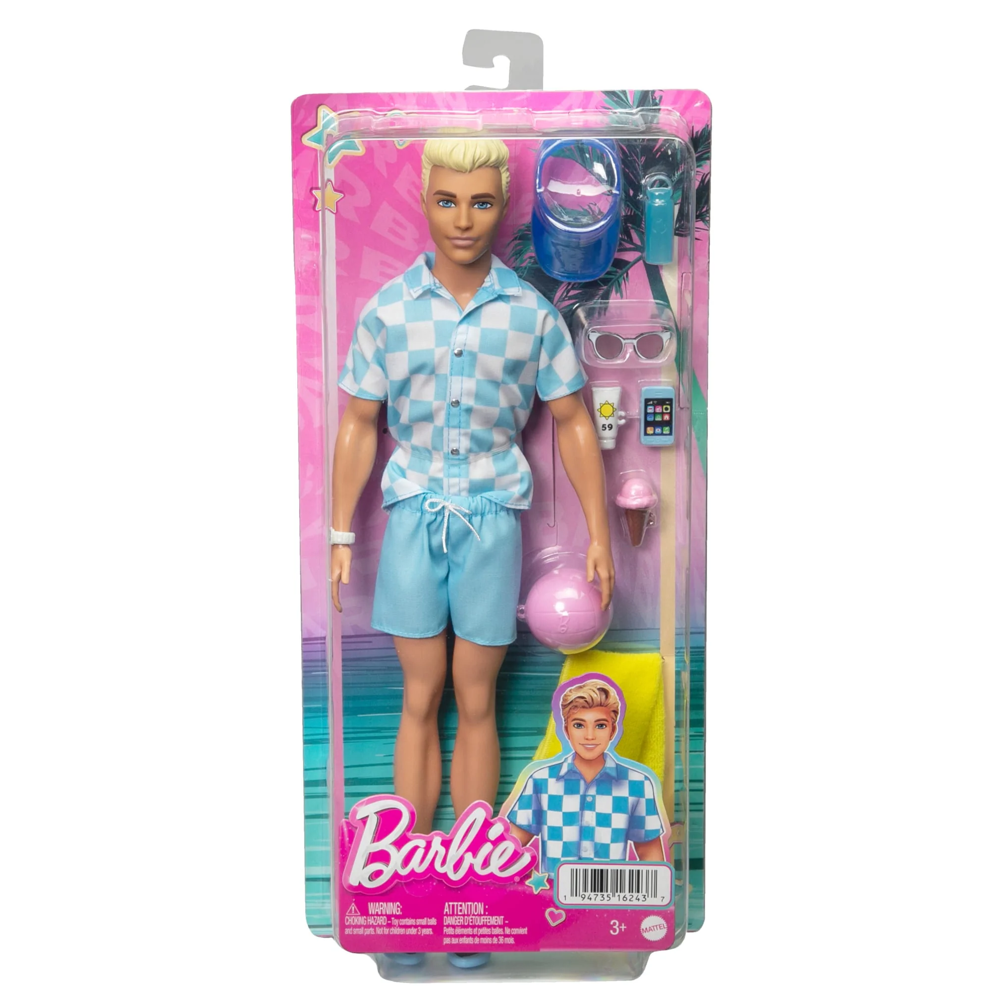 Blonde Ken Doll With Swim Trunks And Beach-Themed Accessories - Image 6
