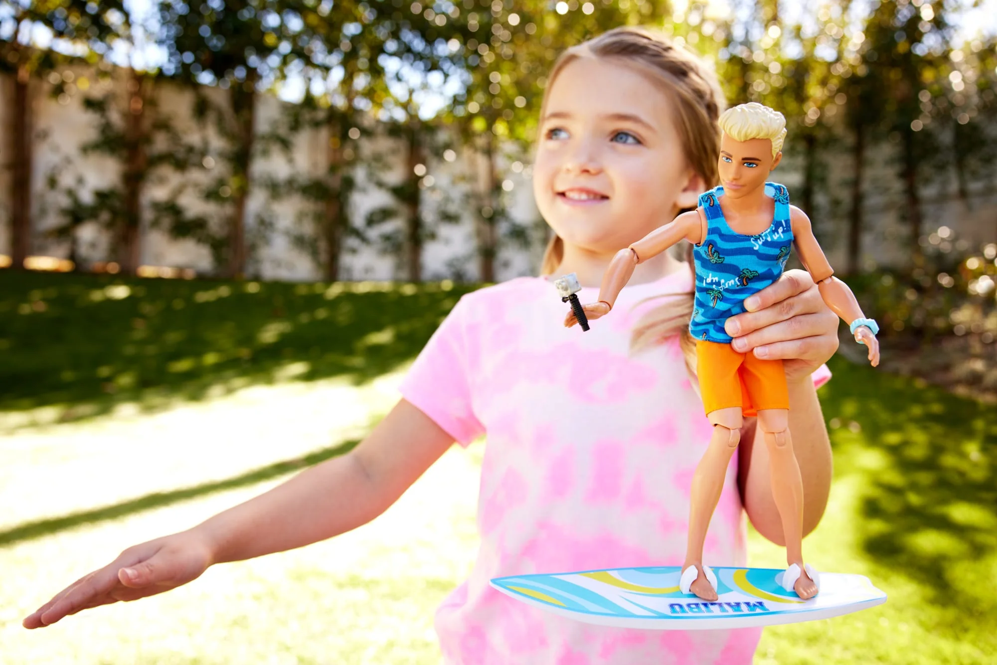Ken Doll With Surfboard, Poseable Blonde Barbie Ken Beach Doll - Image 2