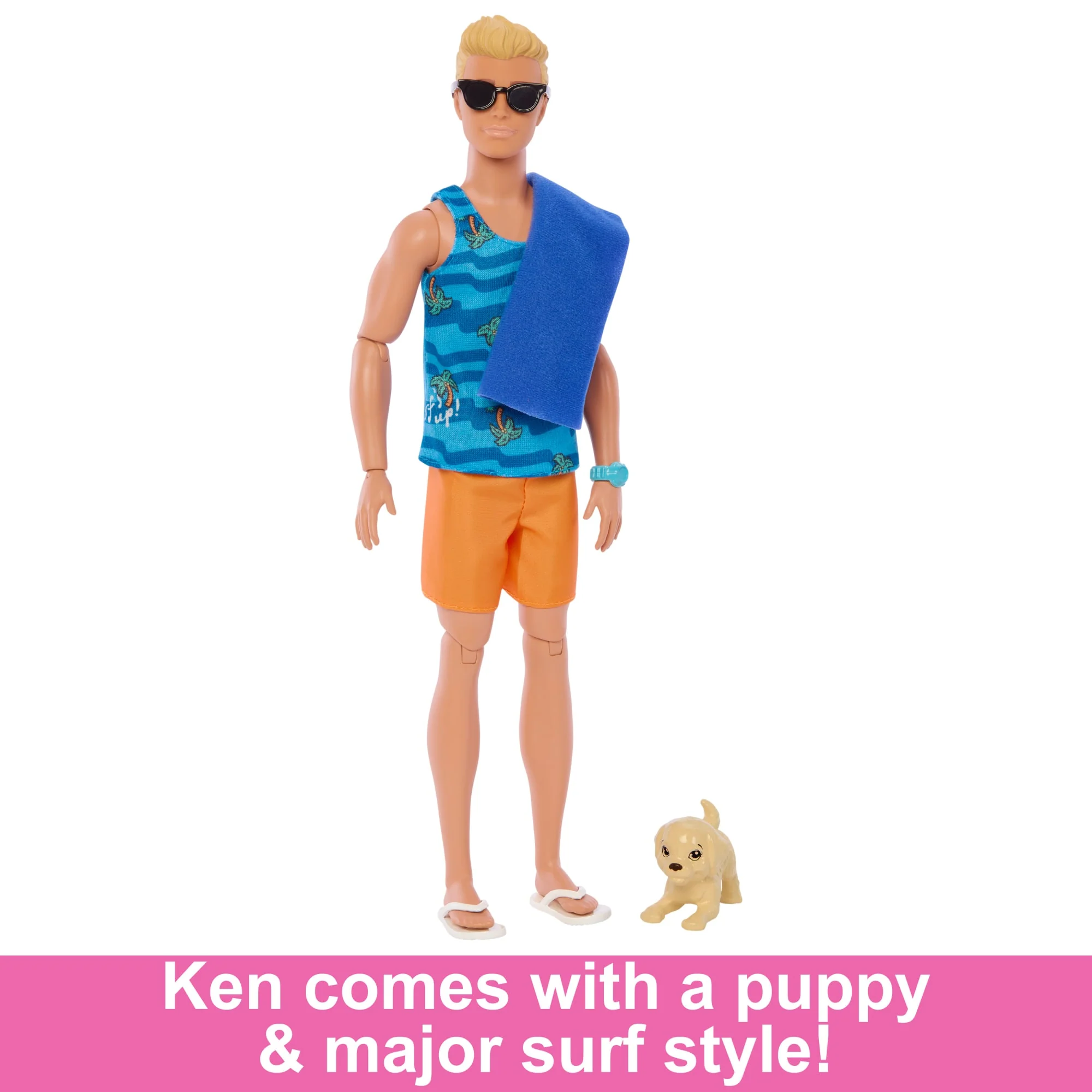 Ken Doll With Surfboard, Poseable Blonde Barbie Ken Beach Doll - Image 5