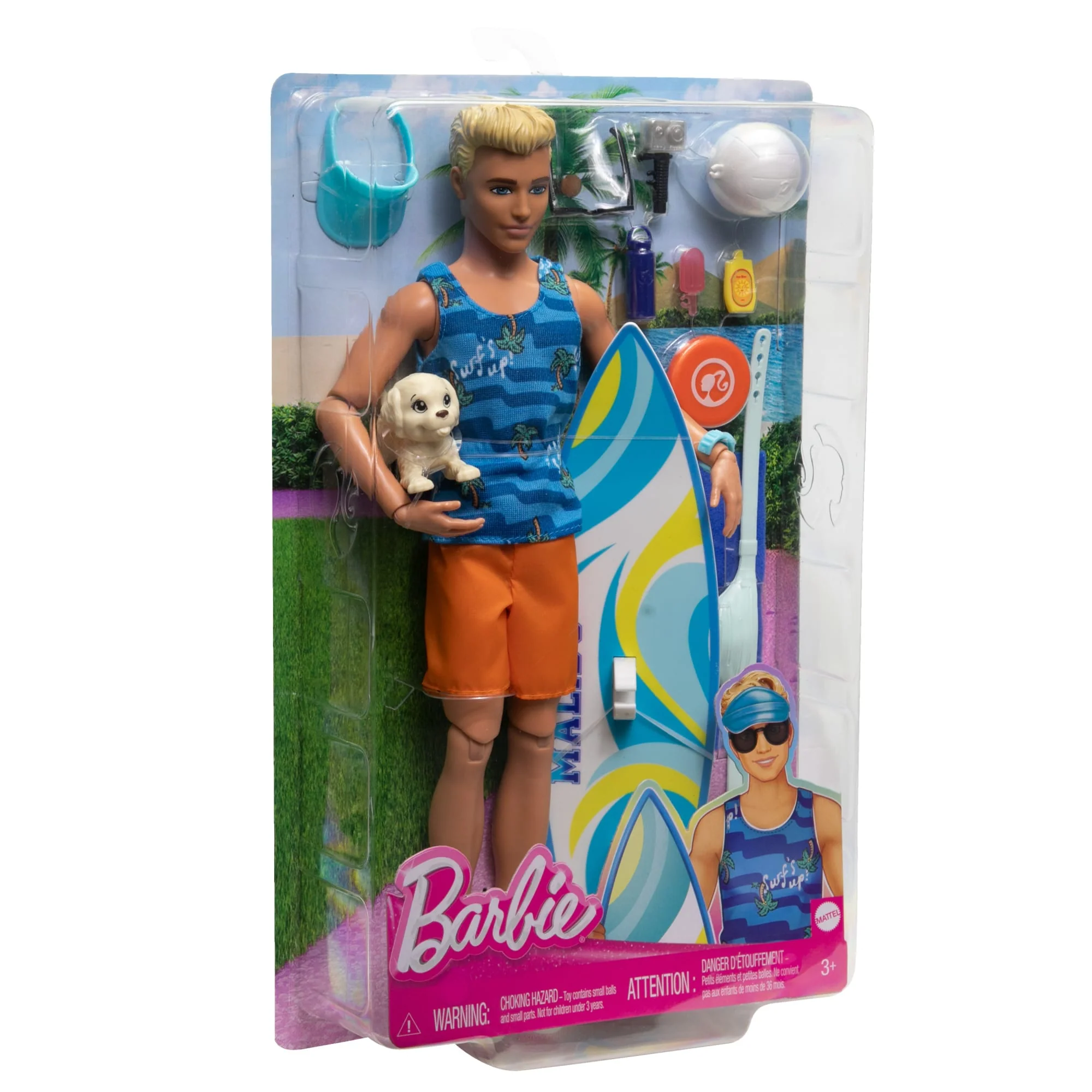 Ken Doll With Surfboard, Poseable Blonde Barbie Ken Beach Doll - Image 6