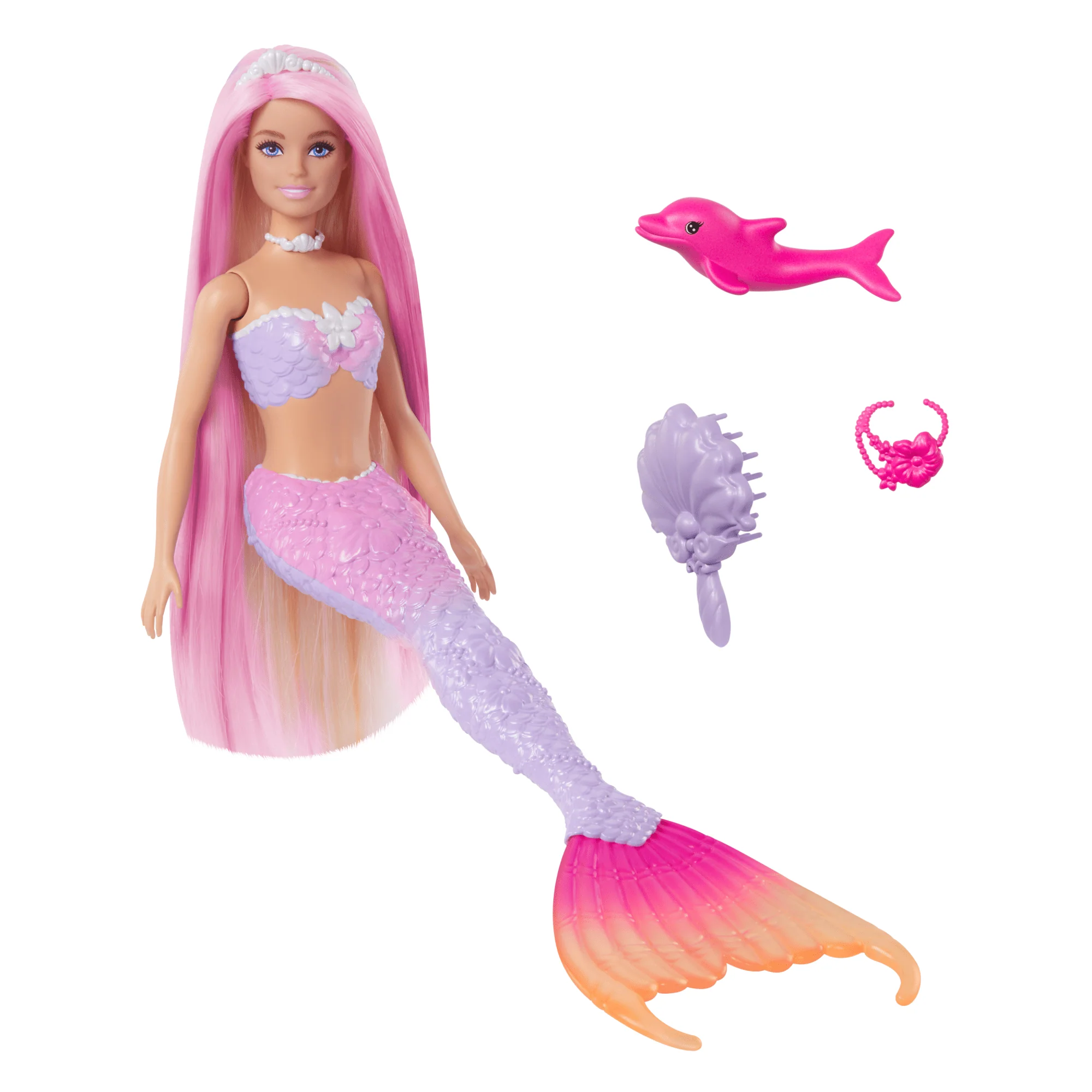 Barbie “Malibu” Mermaid Doll With Color Change Feature, Pet Dolphin And Accessories - Image 5