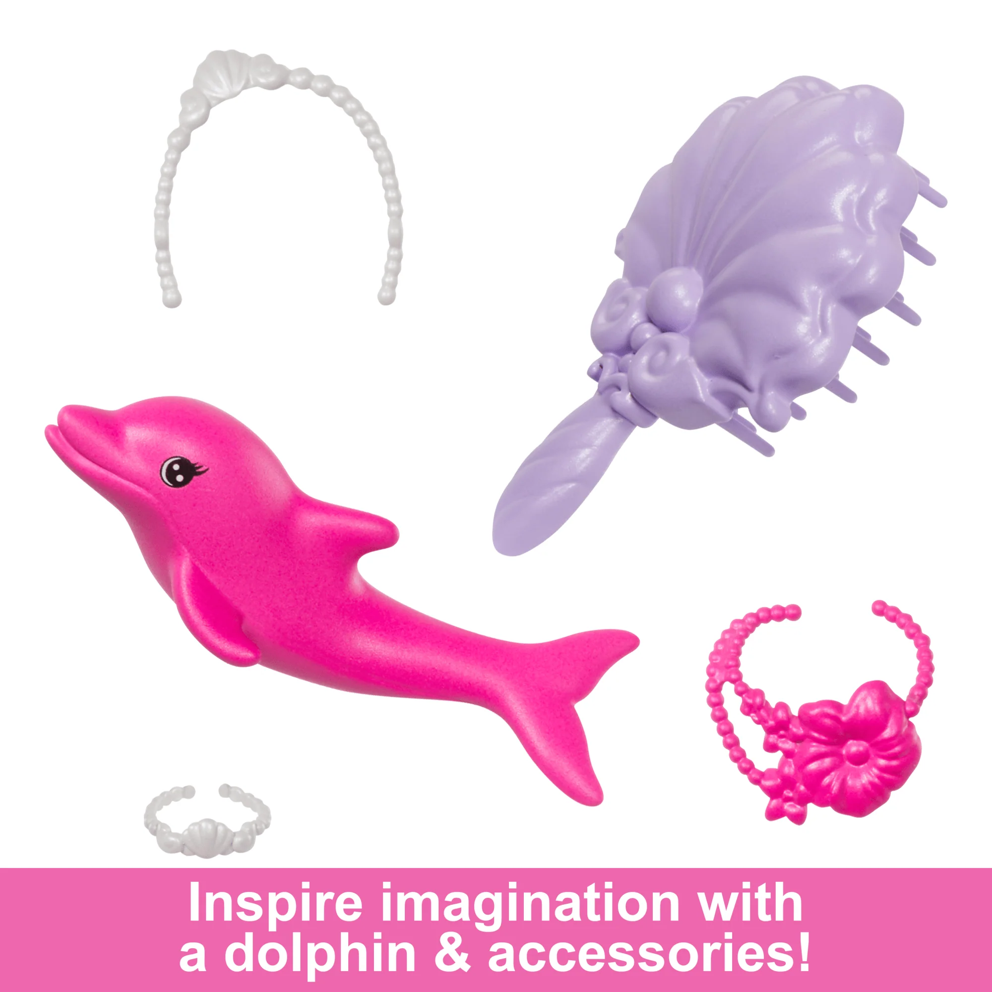 Barbie “Malibu” Mermaid Doll With Color Change Feature, Pet Dolphin And Accessories - Image 5