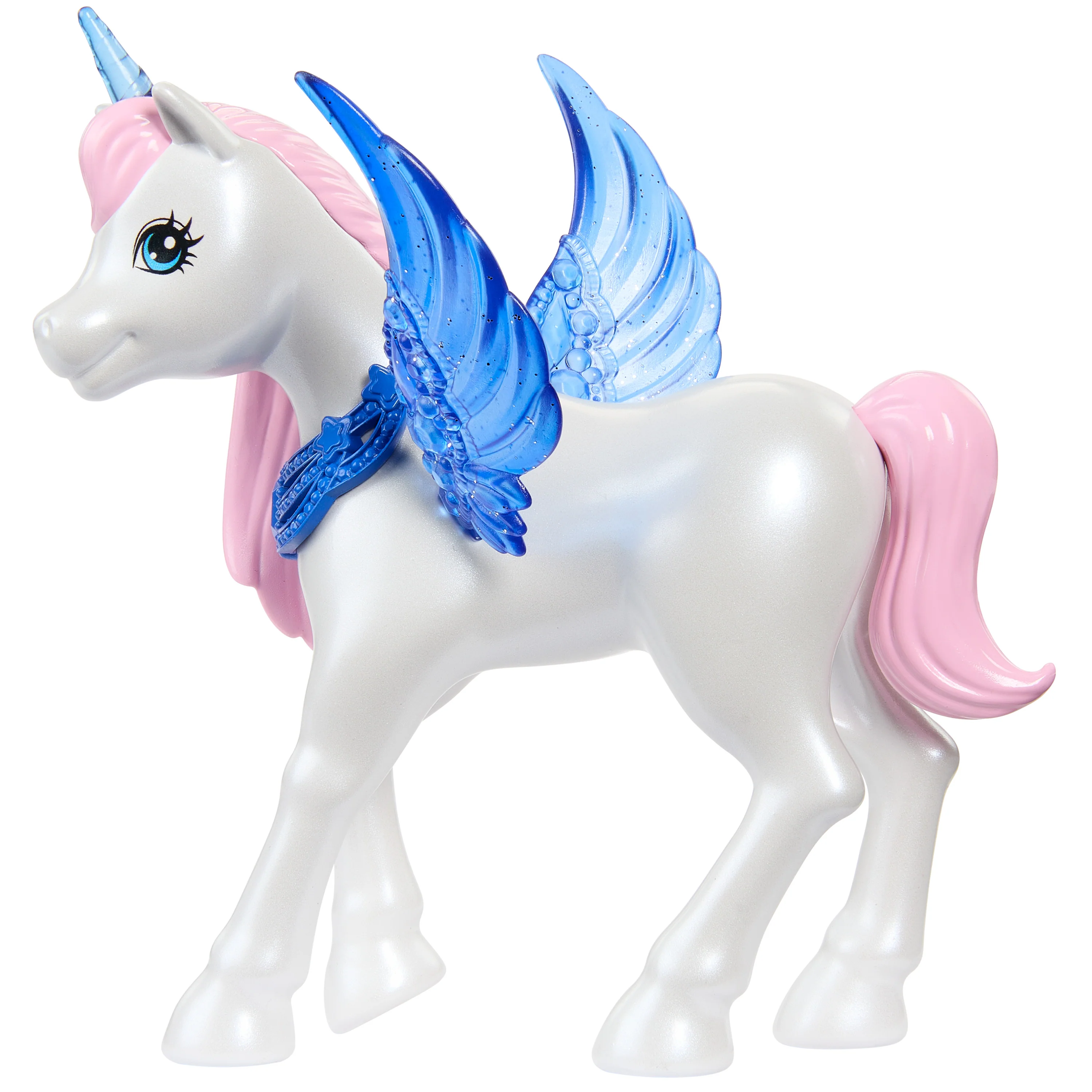 Barbie Unicorn Toy, 65th Anniversary Doll With Blue Hair, Pink Gown & Pet Alicorn - Image 6
