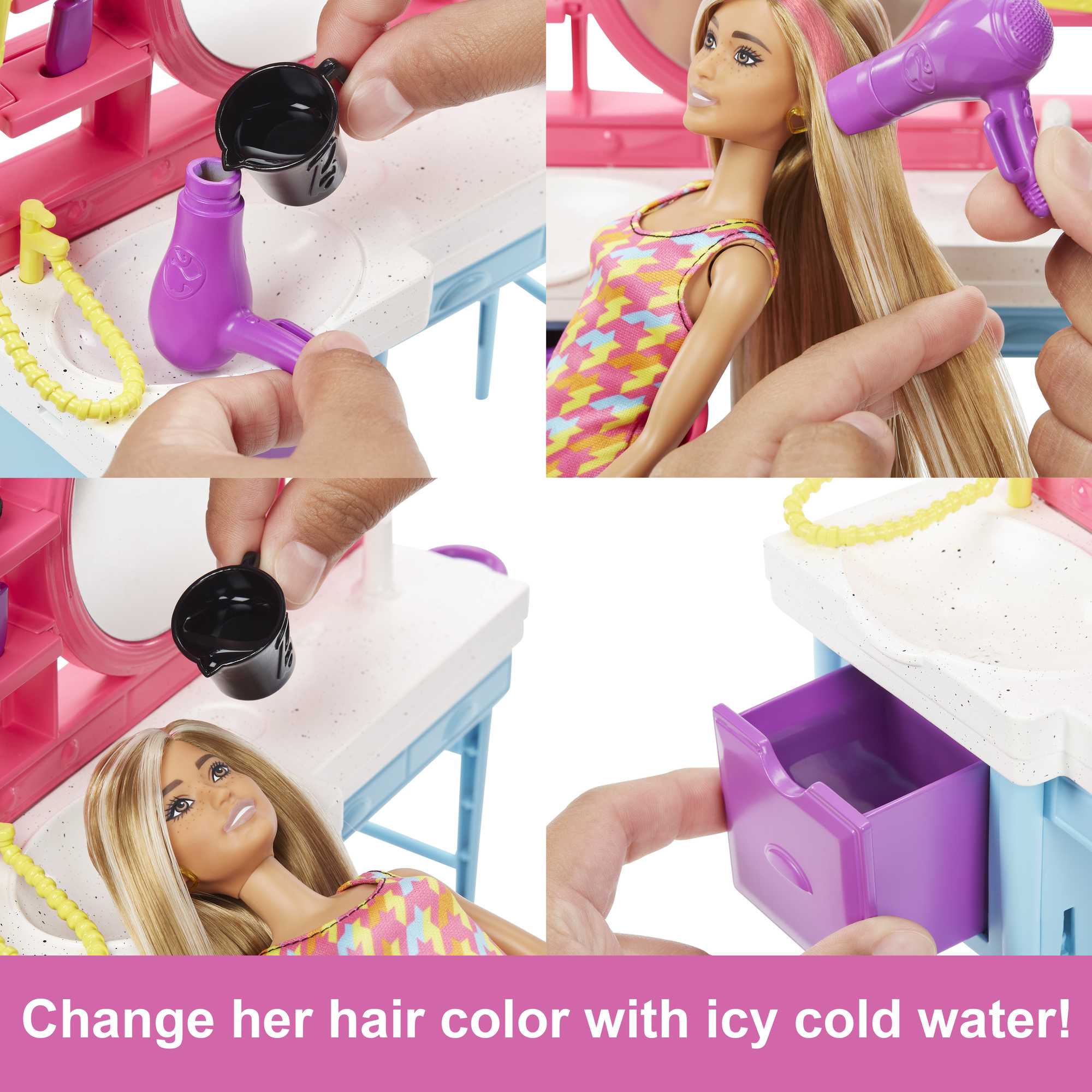 Barbie Doll And Hair Salon Playset, Color-Change Hair - Image 4