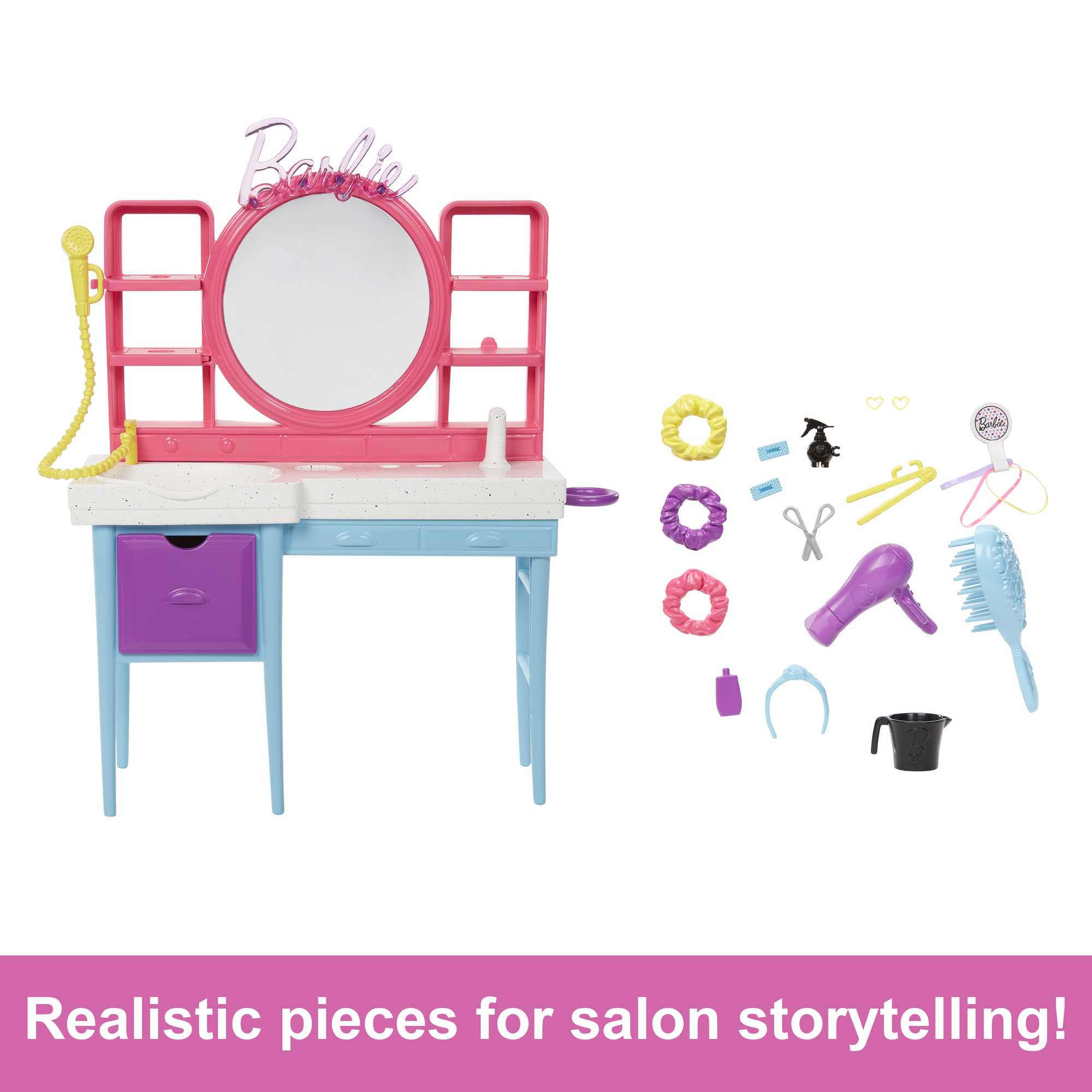 Barbie Doll And Hair Salon Playset, Color-Change Hair - Image 5