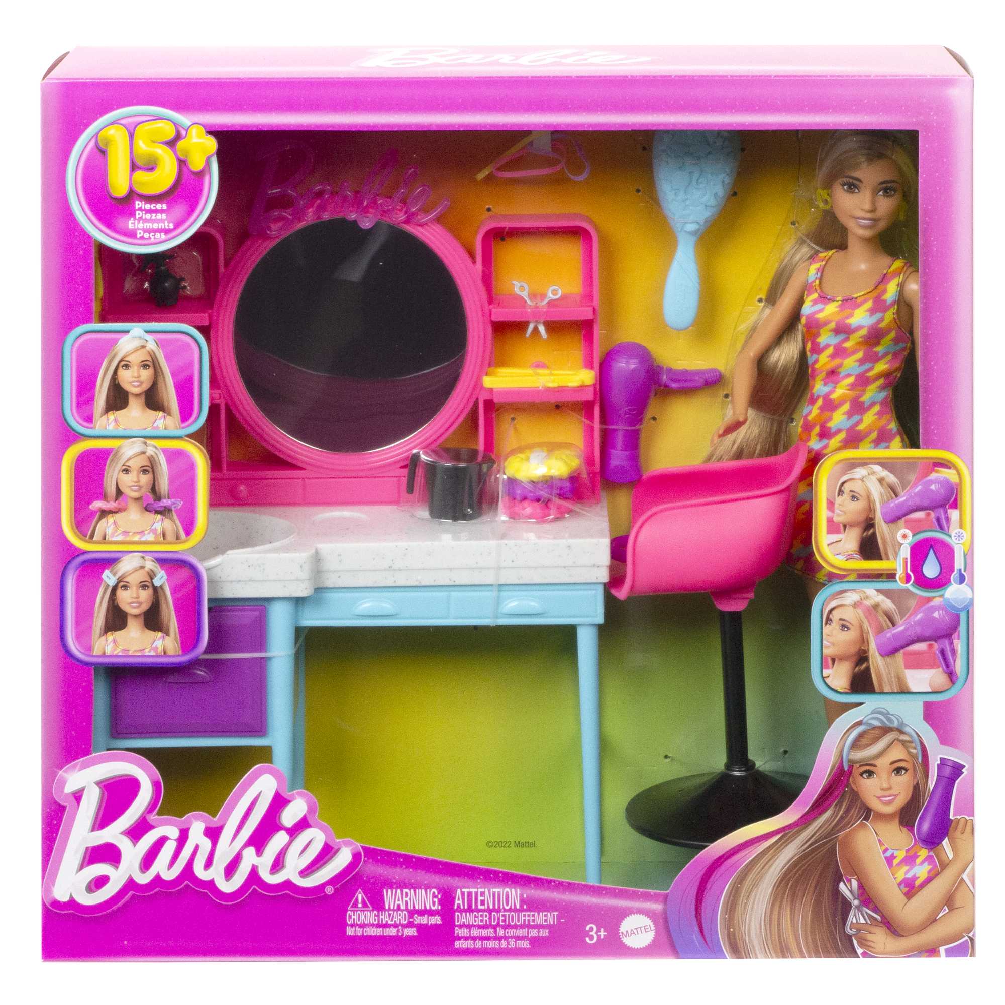 Barbie Doll And Hair Salon Playset, Color-Change Hair - Image 6