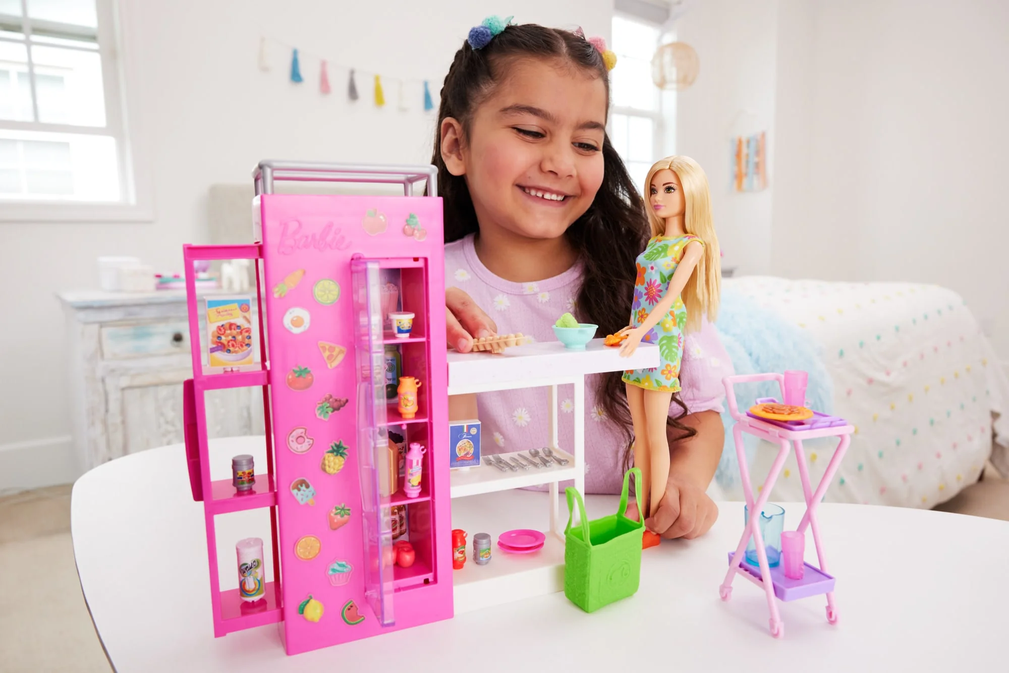Barbie Doll And Ultimate Pantry Playset, Barbie Kitchen Add-On With 30+ Food-Themed Pieces - Image 2