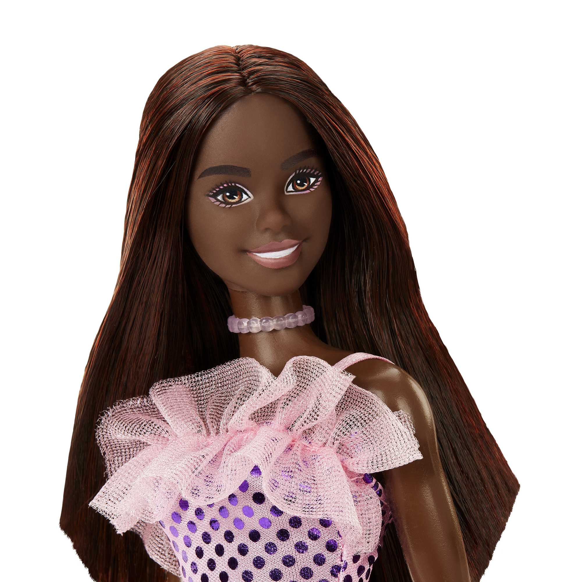 Barbie Doll, Kids Toys, Dark Brown Hair And Metallic Dress - Image 2