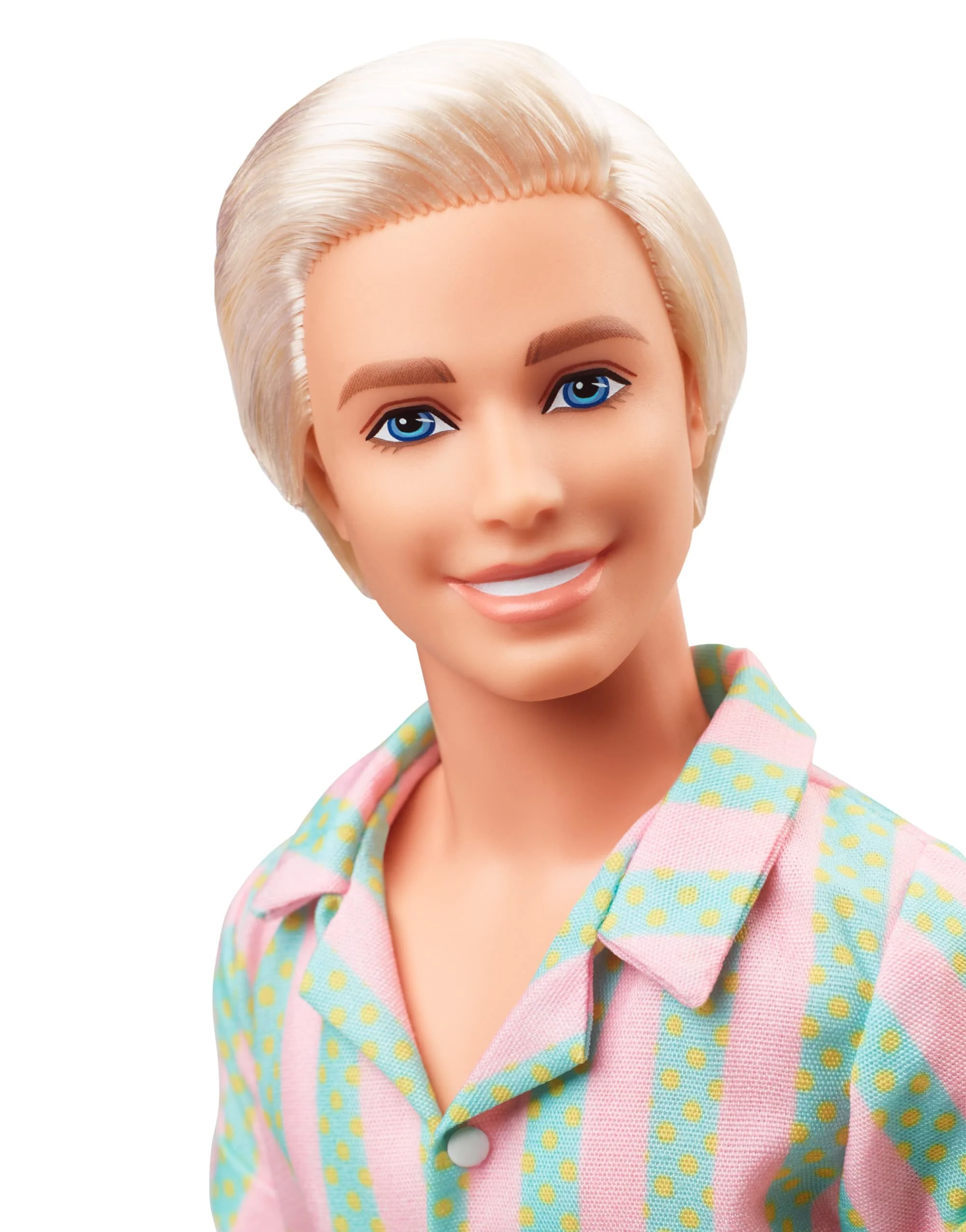 Barbie The Movie Ken Doll Wearing Pastel Striped Beach Matching Set - Image 3