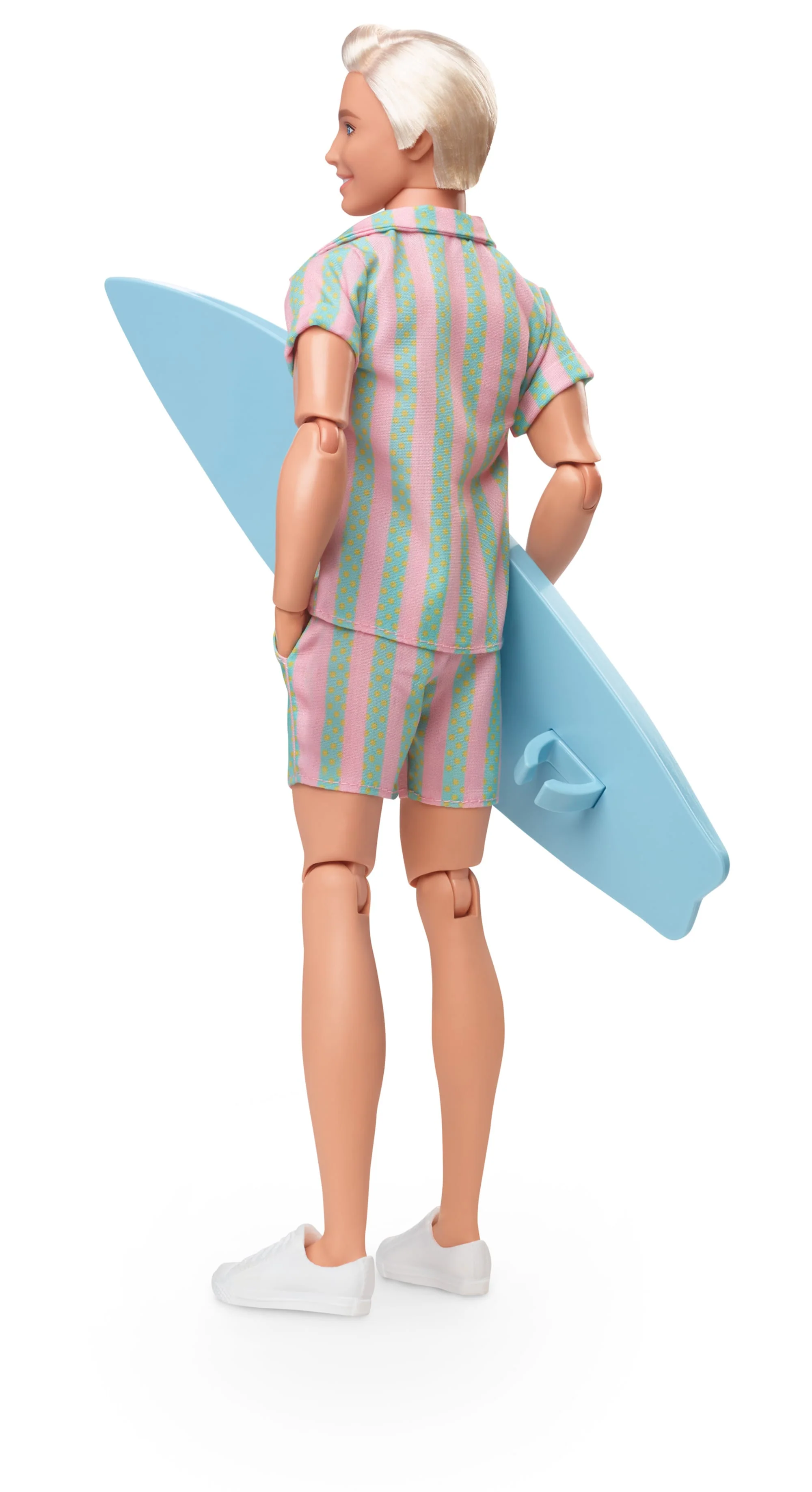 Barbie The Movie Ken Doll Wearing Pastel Striped Beach Matching Set - Image 4