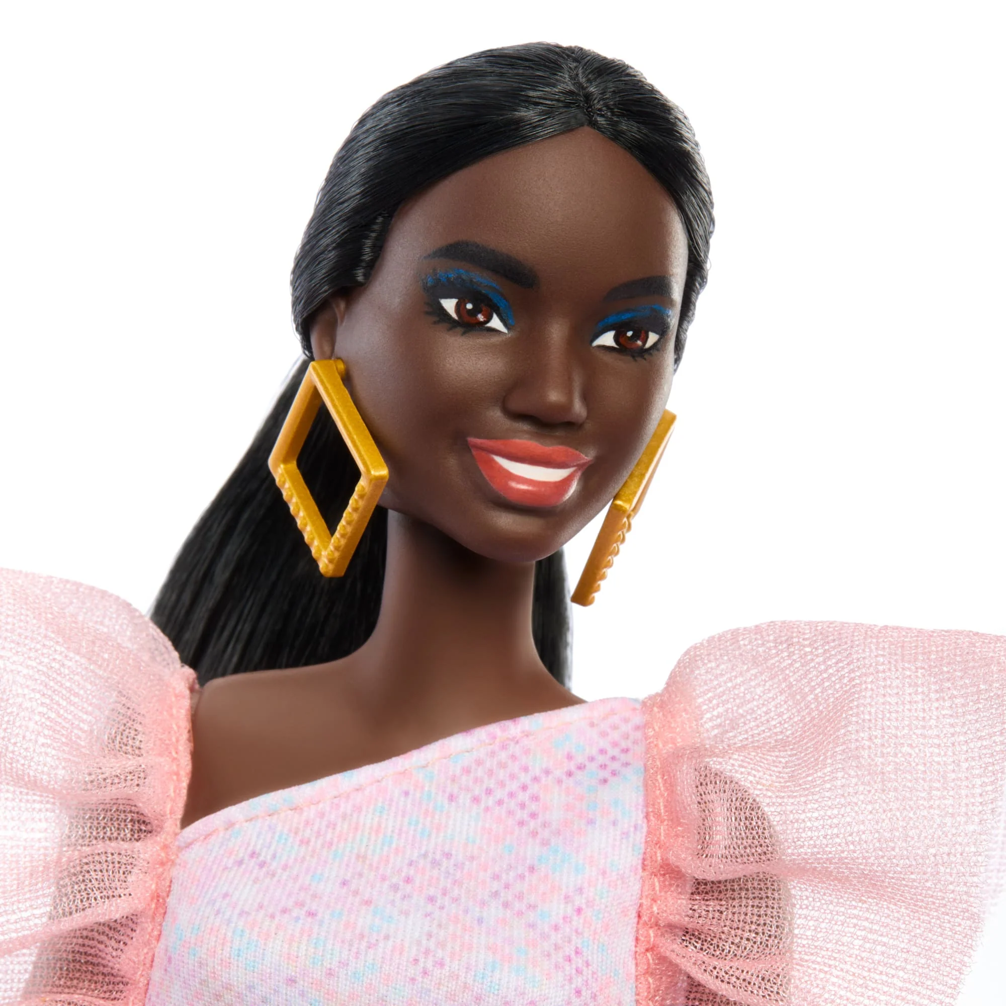 Barbie Fashionistas Doll #216 With Tall Body, Black Straight Hair & Peach Dress, 65Th Anniversary - Image 3