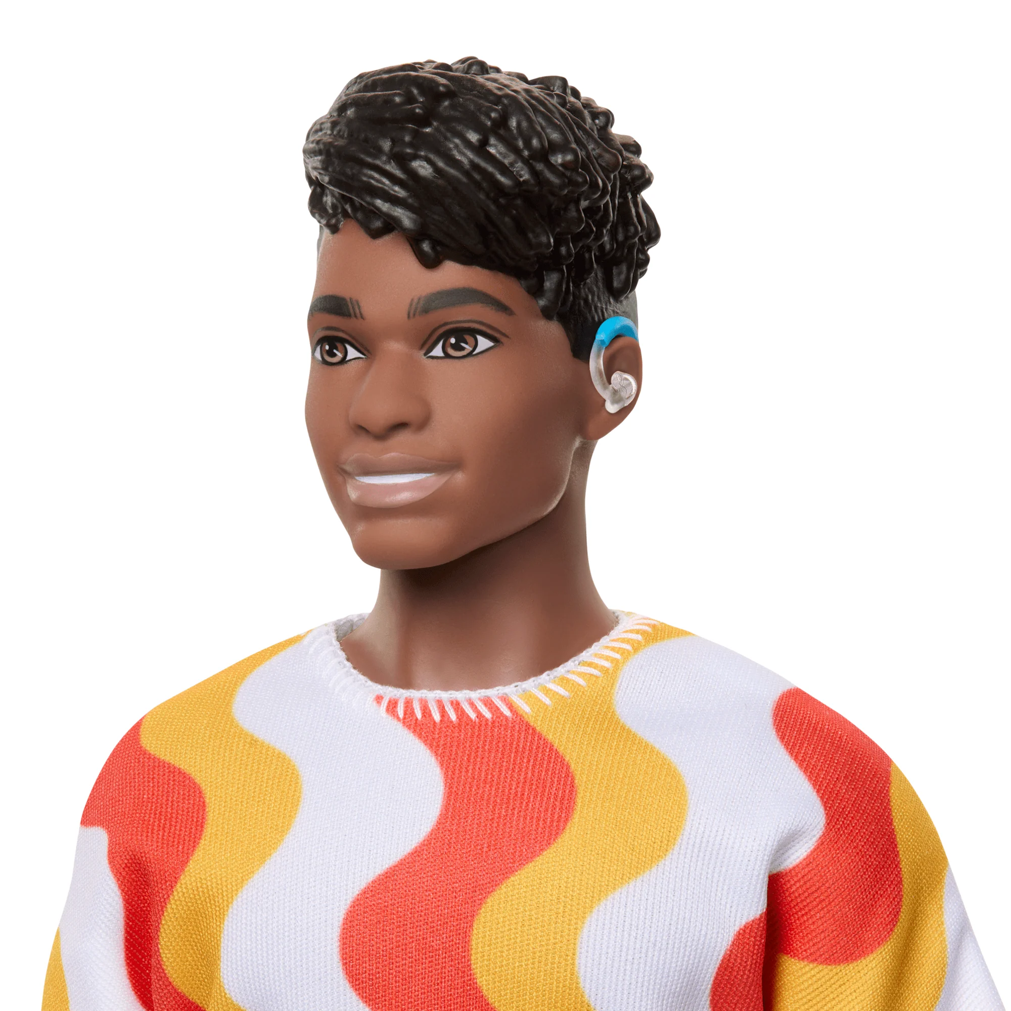 Barbie Fashionistas Ken Doll #220 With Hearing AIds Wearing An Orange Shirt & Jelly Shoes - Image 3