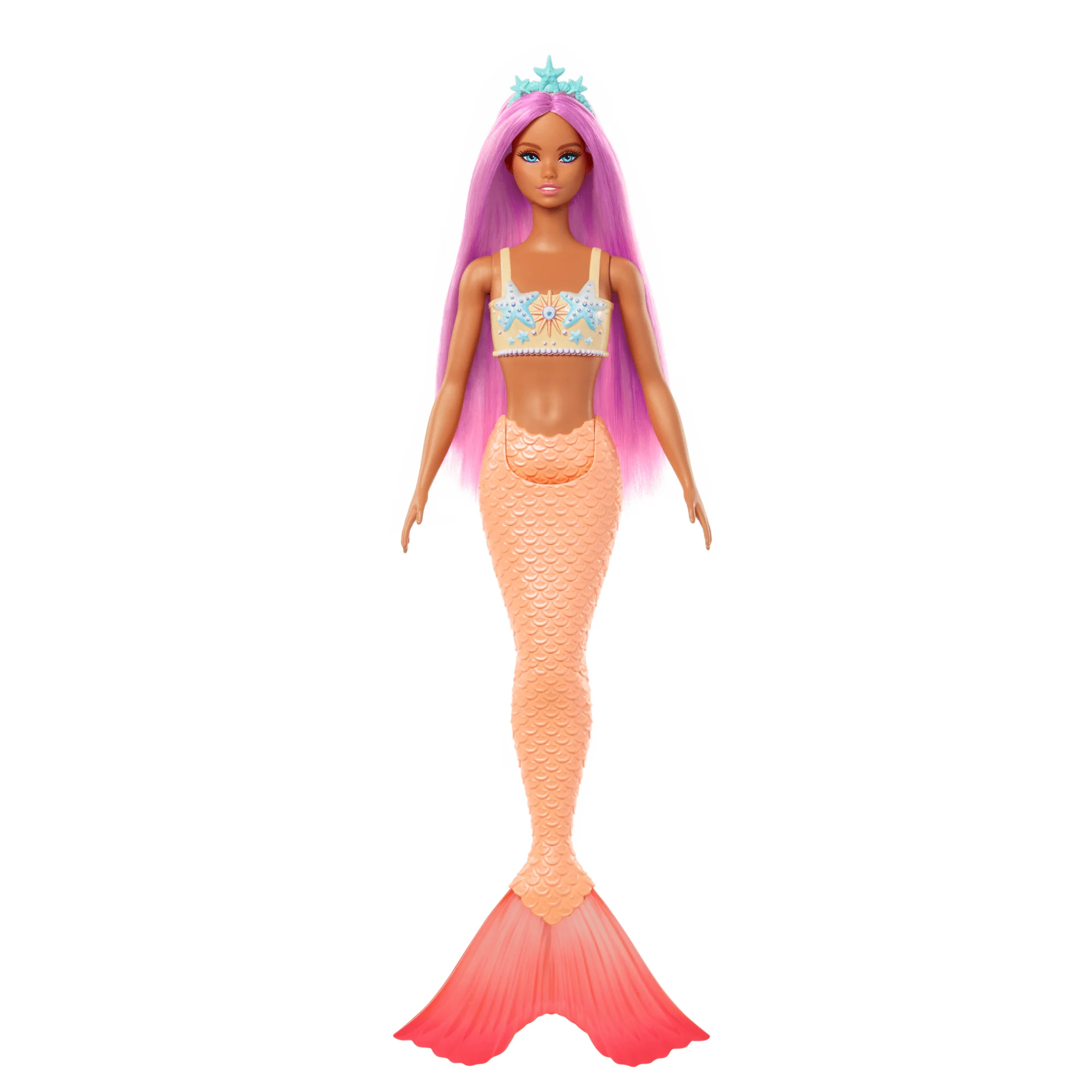 Barbie Mermaid Doll With Pink Hair, Soft Orange Tail And Headband Accessory - Image 5