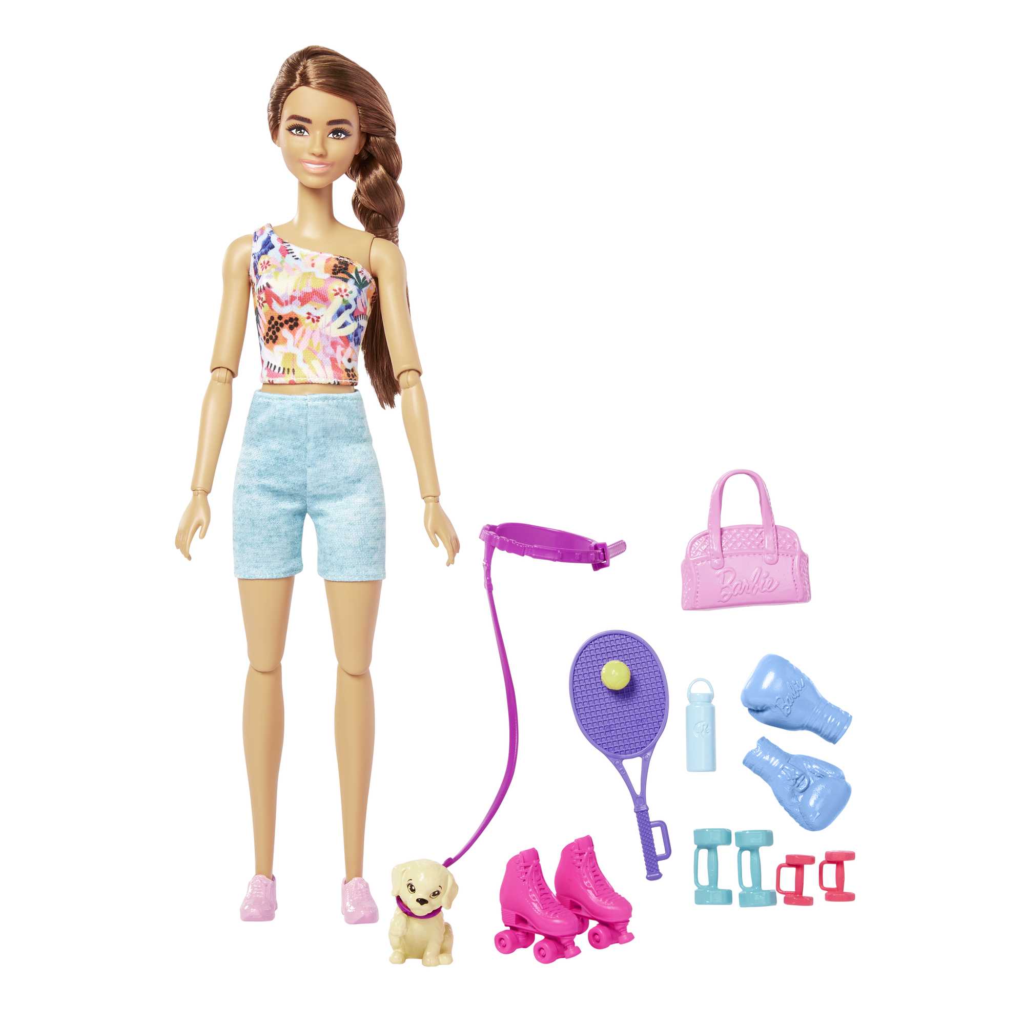 Barbie Doll With Puppy, Workout Outfit, Roller Skates And Tennis - Image 2