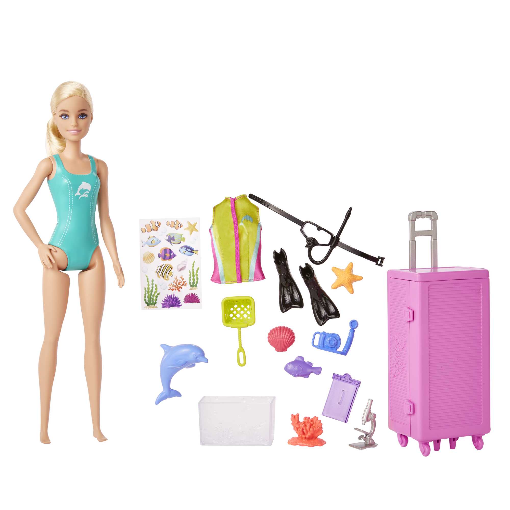 Barbie Dolls & Accessories, Marine Biologist Doll (Blonde) & Mobile Lab Playset 10+ Pieces - Image 2