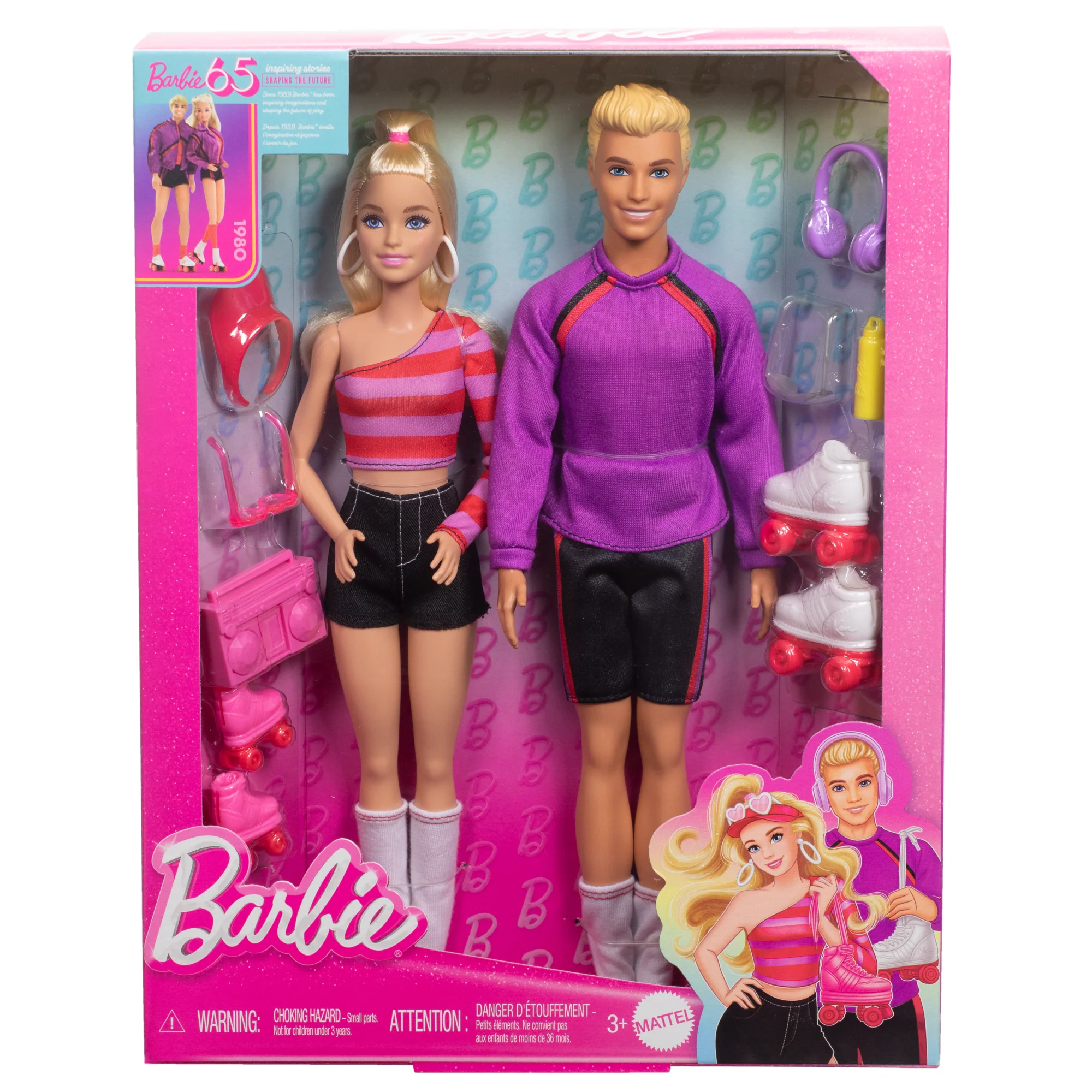 Barbie Fashionistas 2 Doll & 6 Accessories Set, Roller-Skating Theme, 65th Anniversary - Image 6