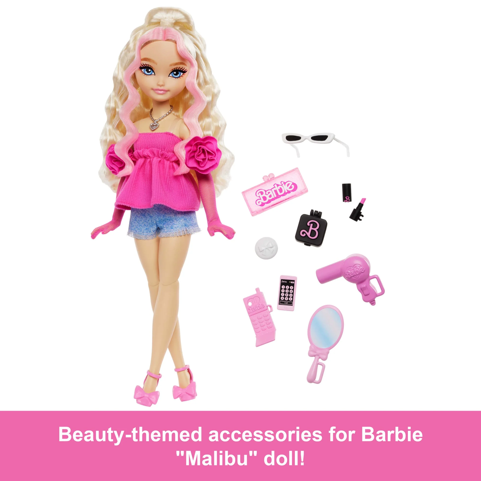 Barbie Dream Besties Barbie “Malibu” Fashion Doll With 8 Makeup & Hair Themed Accessories - Image 3