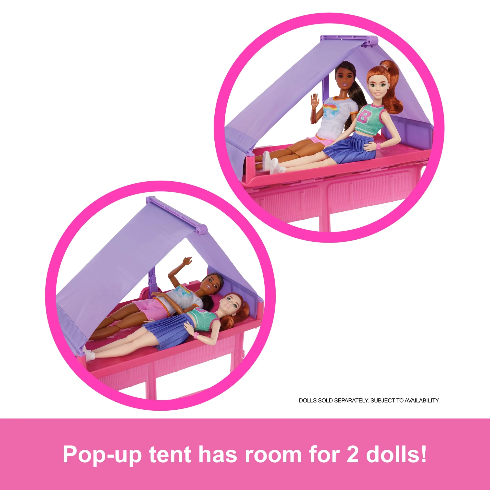 Barbie Dream Camper Playset With Roof Tent, BBQ Grill With Color-Change Feature & 60+ Accessories - Image 4