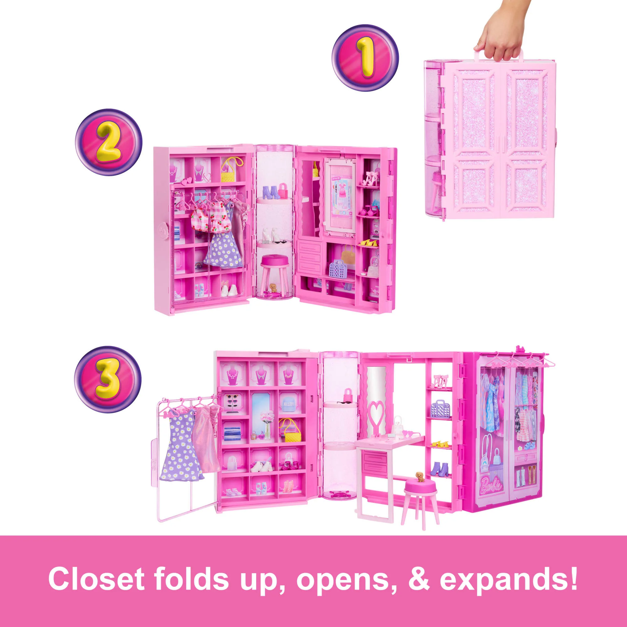 Barbie Dream Closet Toy Playset With Fashion Doll, CloThes, & Accessories, 3-Ft-Wide With 25+ Pieces - Image 4