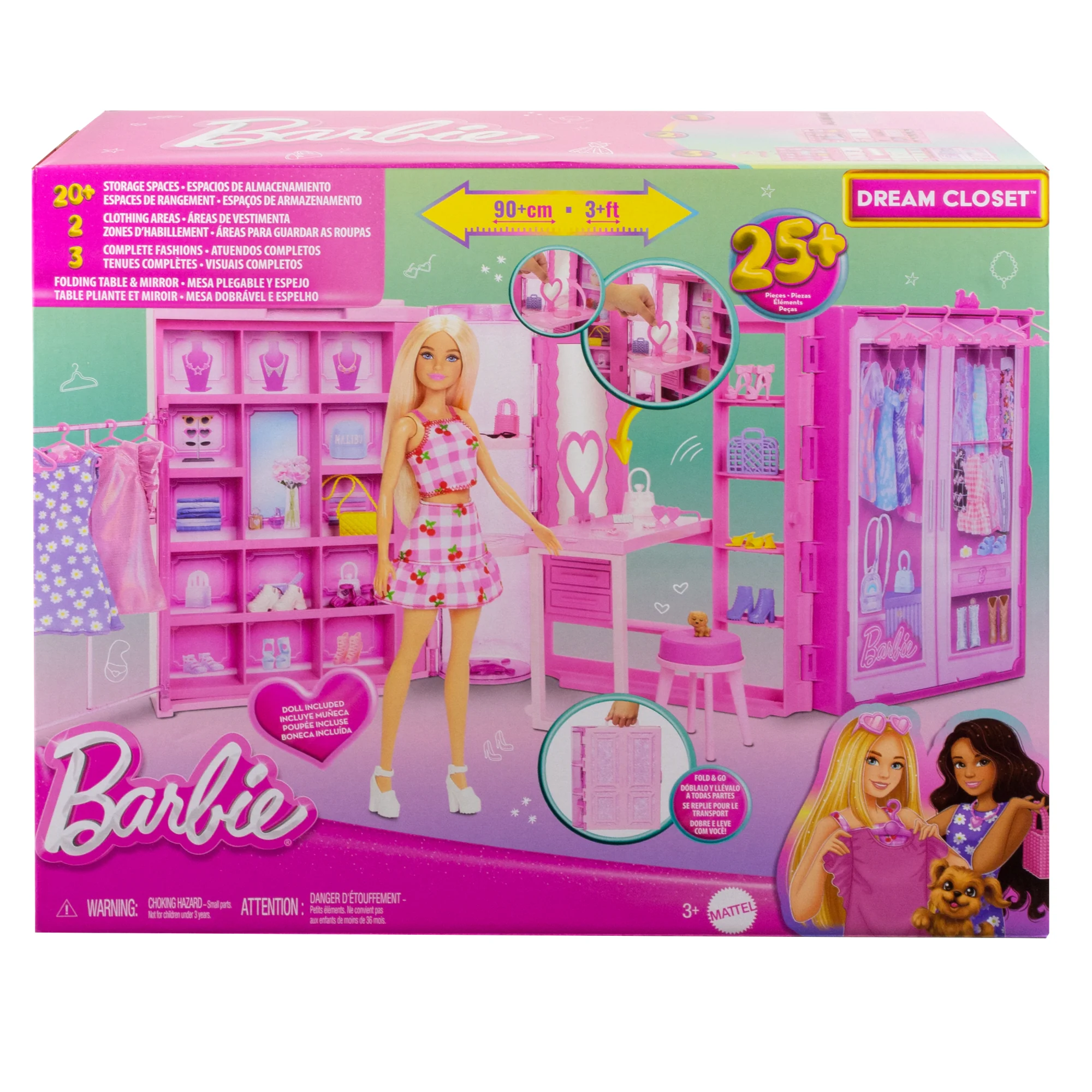 Barbie Dream Closet Toy Playset With Fashion Doll, CloThes, & Accessories, 3-Ft-Wide With 25+ Pieces - Image 6