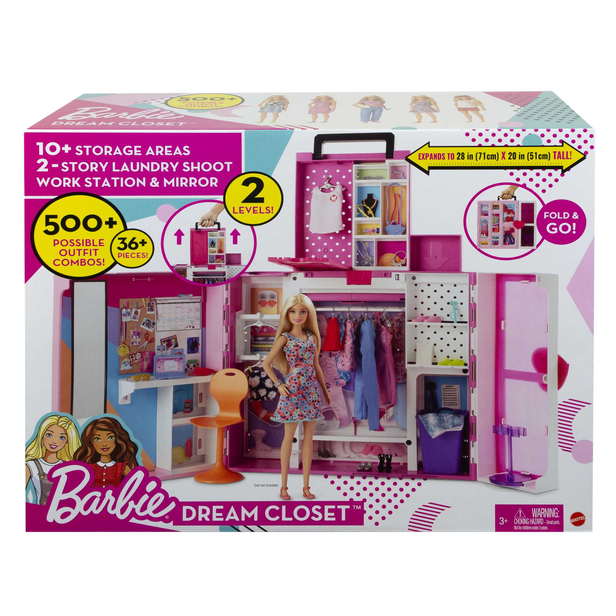 Barbie Closet Playset With 35+ Accessories, 5 Complete Looks, Pop-Up 2nd Level, Dream Closet - Image 6