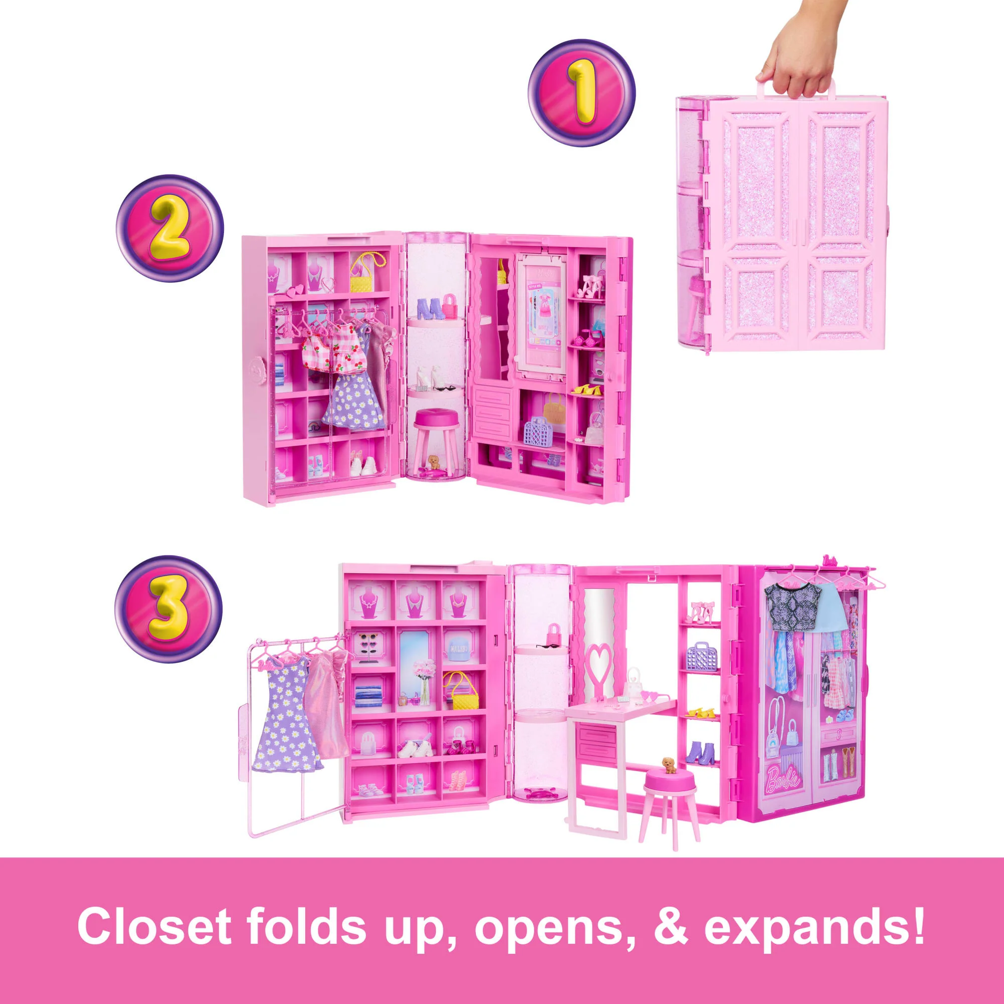 Barbie Dream Closet Toy Playset With Clothes & Accessories, 3-Ft-Wide With 25+ Pieces - Image 4