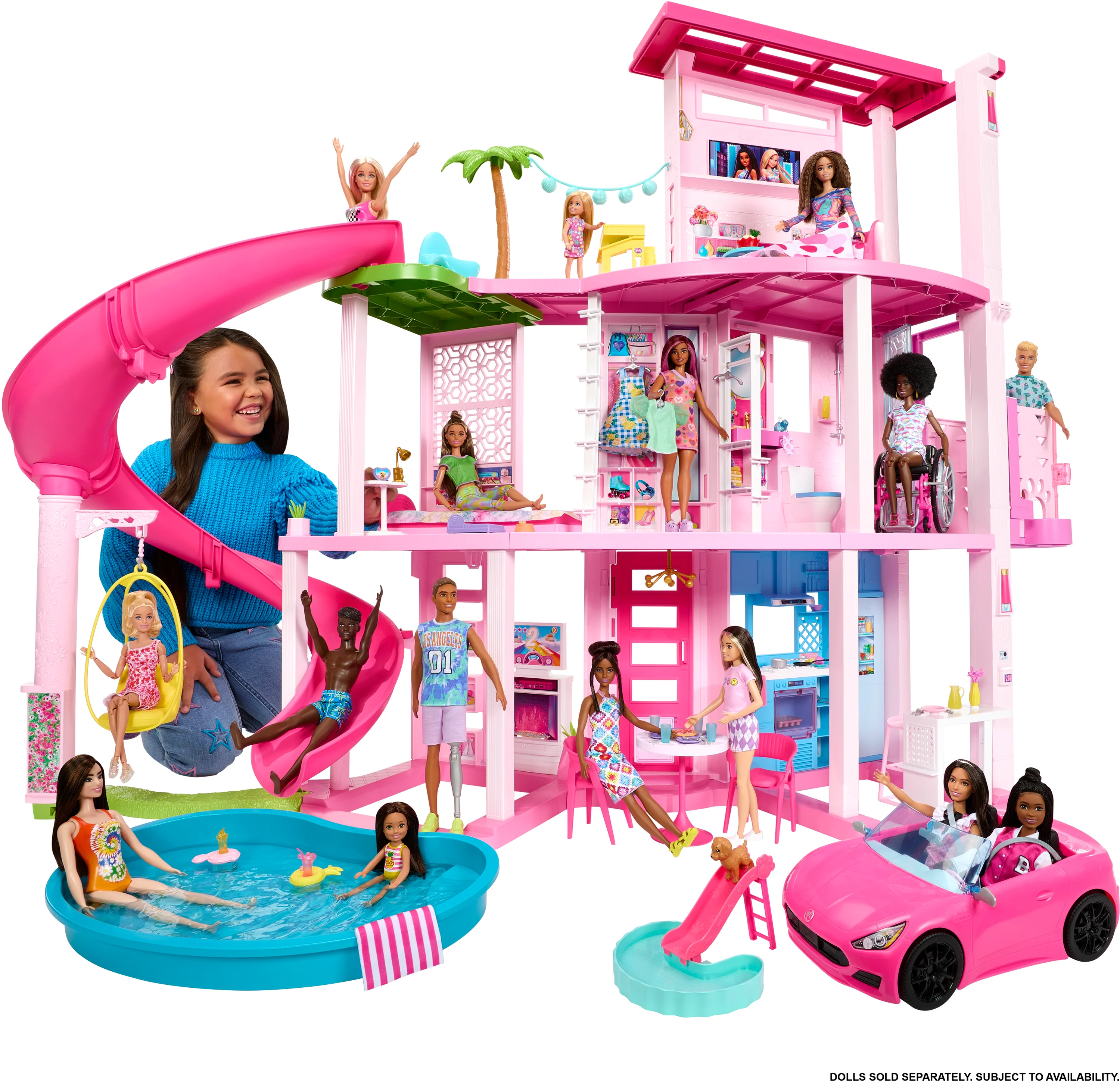 Barbie Dreamhouse, Pool Party Doll House With 75+ Pieces And 3-Story Slide, Barbie House Playset, Pet Elevator And Puppy Play Areas - Image 2