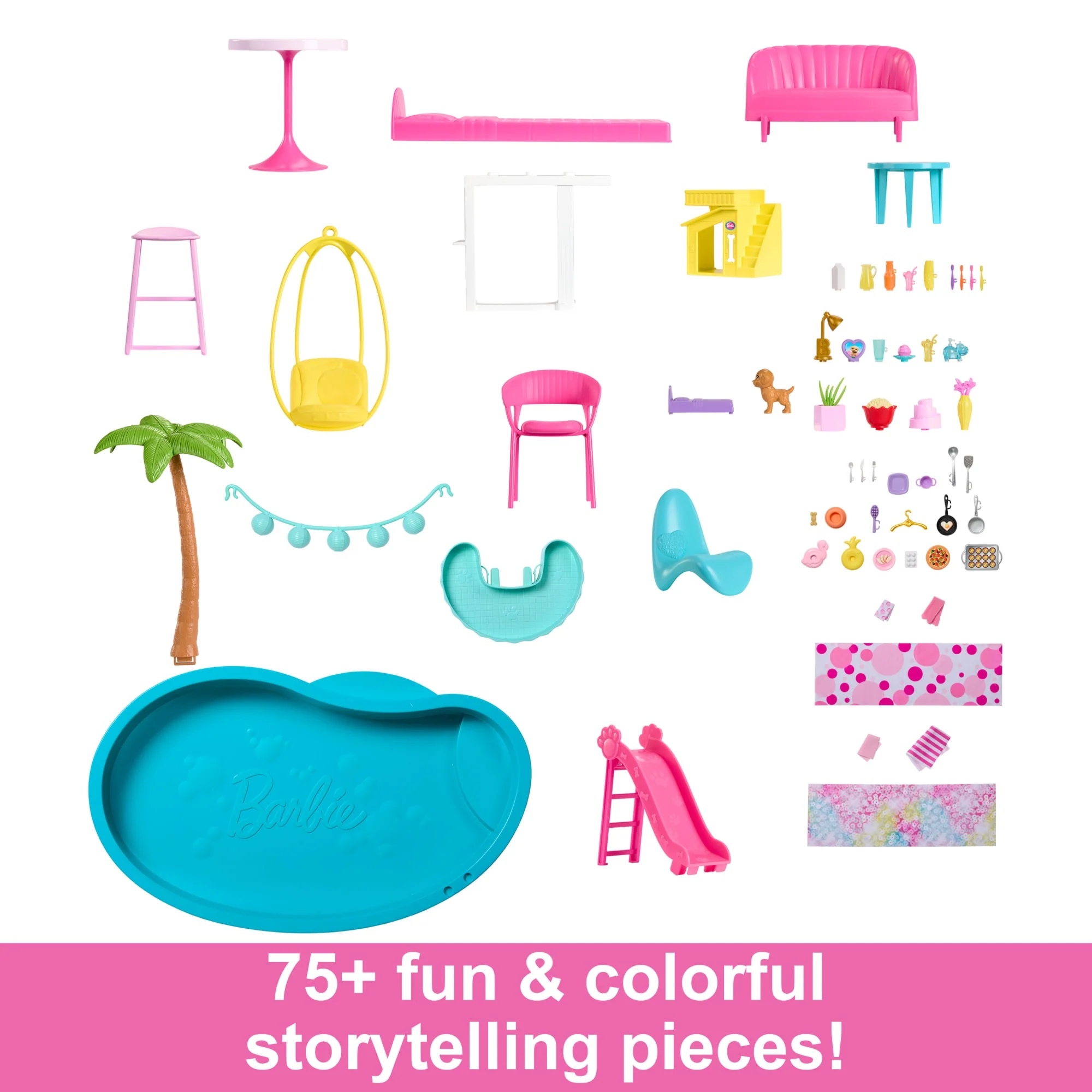 Barbie Dreamhouse, Pool Party Doll House With 75+ Pieces And 3-Story Slide, Barbie House Playset, Pet Elevator And Puppy Play Areas - Image 3