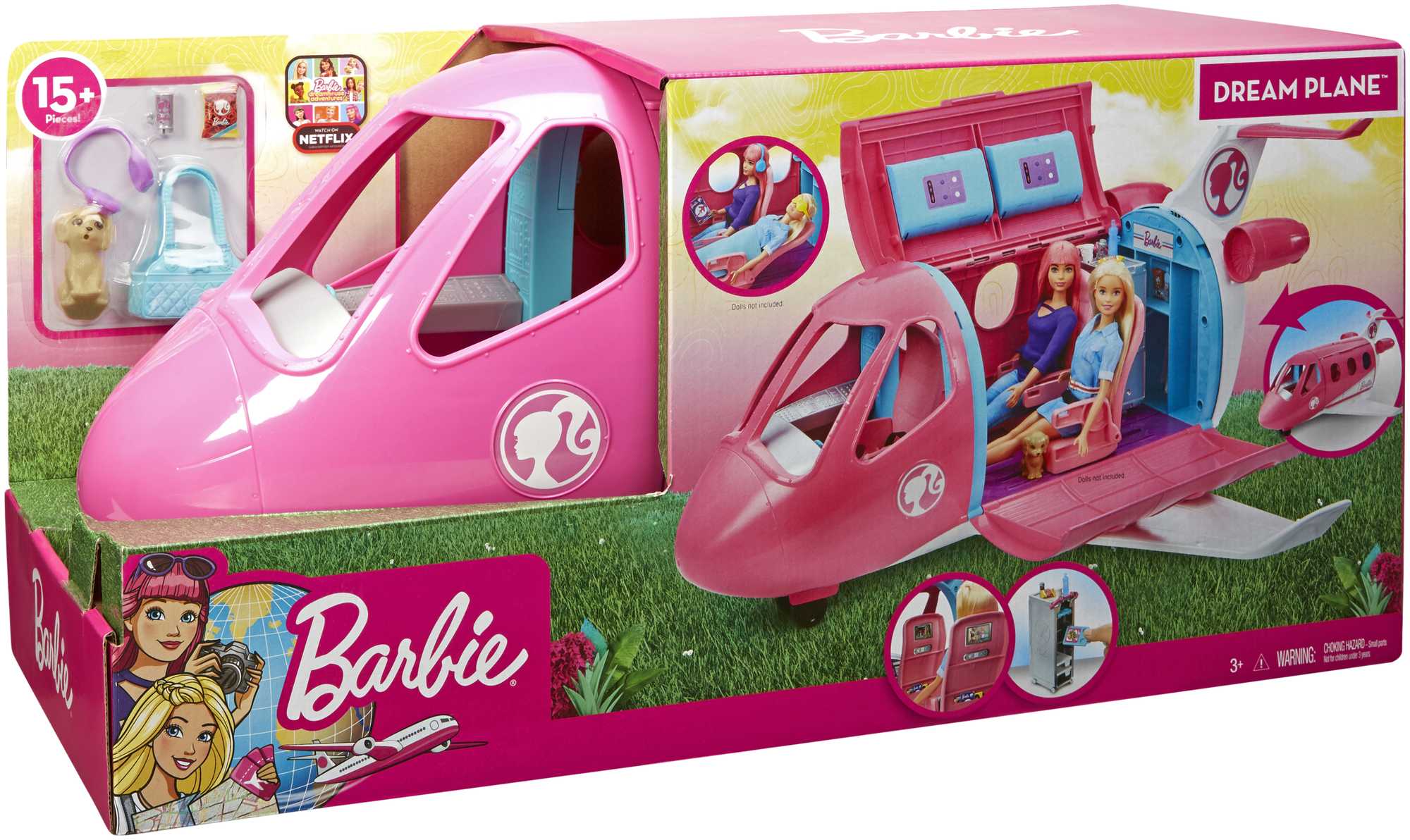 Barbie Dreamplane Airplane Playset With Puppy And Snack Cart, 15+ Accessories - Image 6