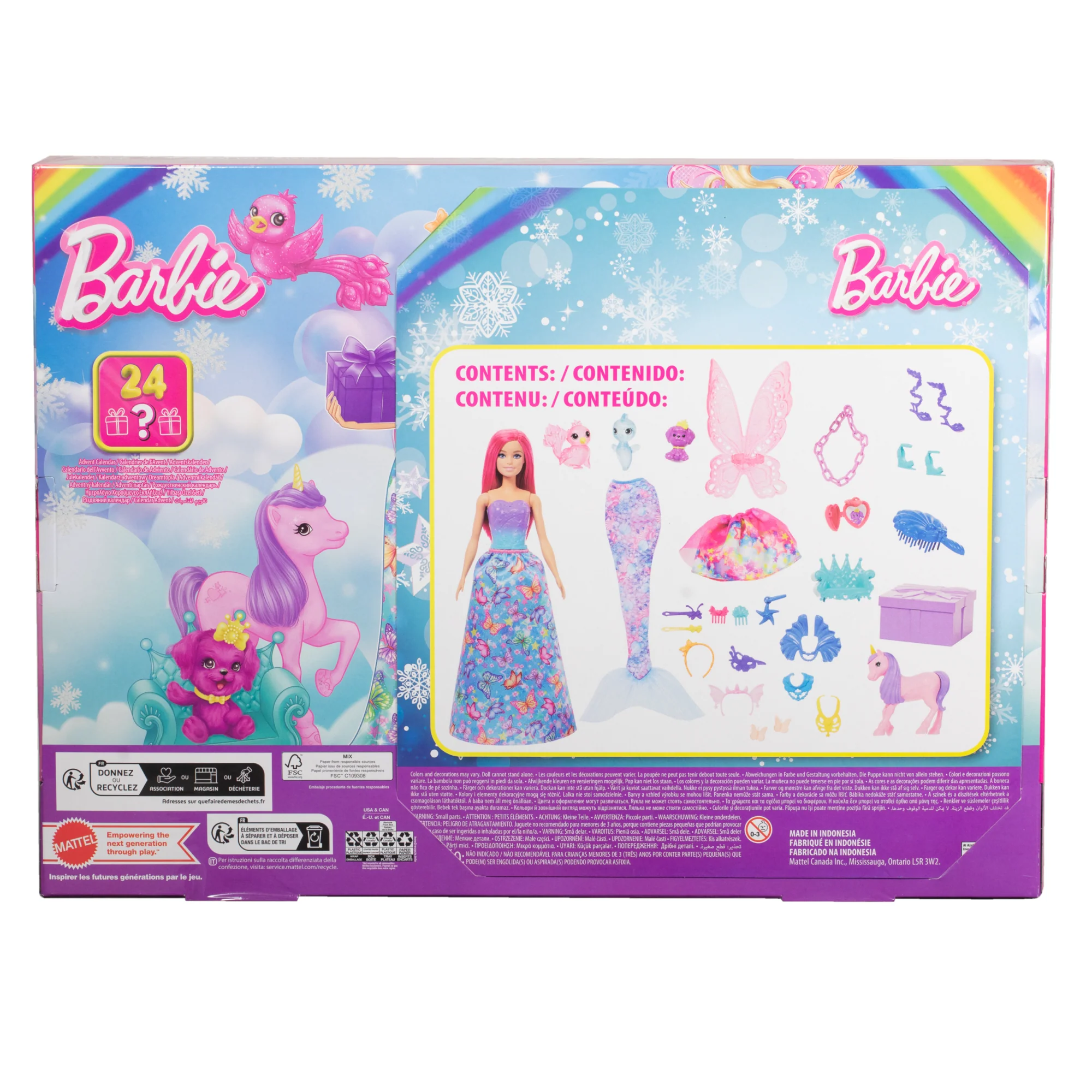 Barbie 2025 Advent Calendar, Fashion Doll & 24 Surprise Accessories, Transform To Mermaid & More - Image 7