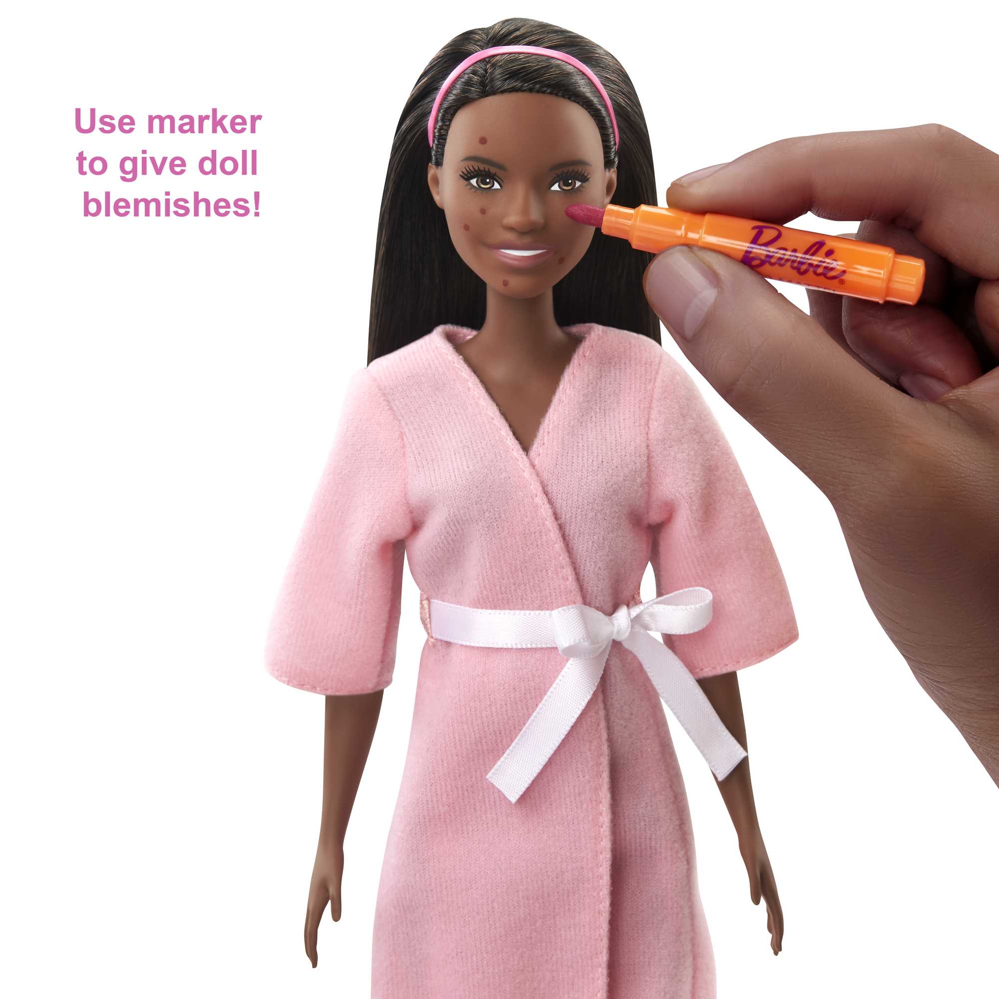 Barbie Face Mask Spa Day Playset, Brunette Barbie Doll, Puppy, Molding Toy & Dough - Image 4
