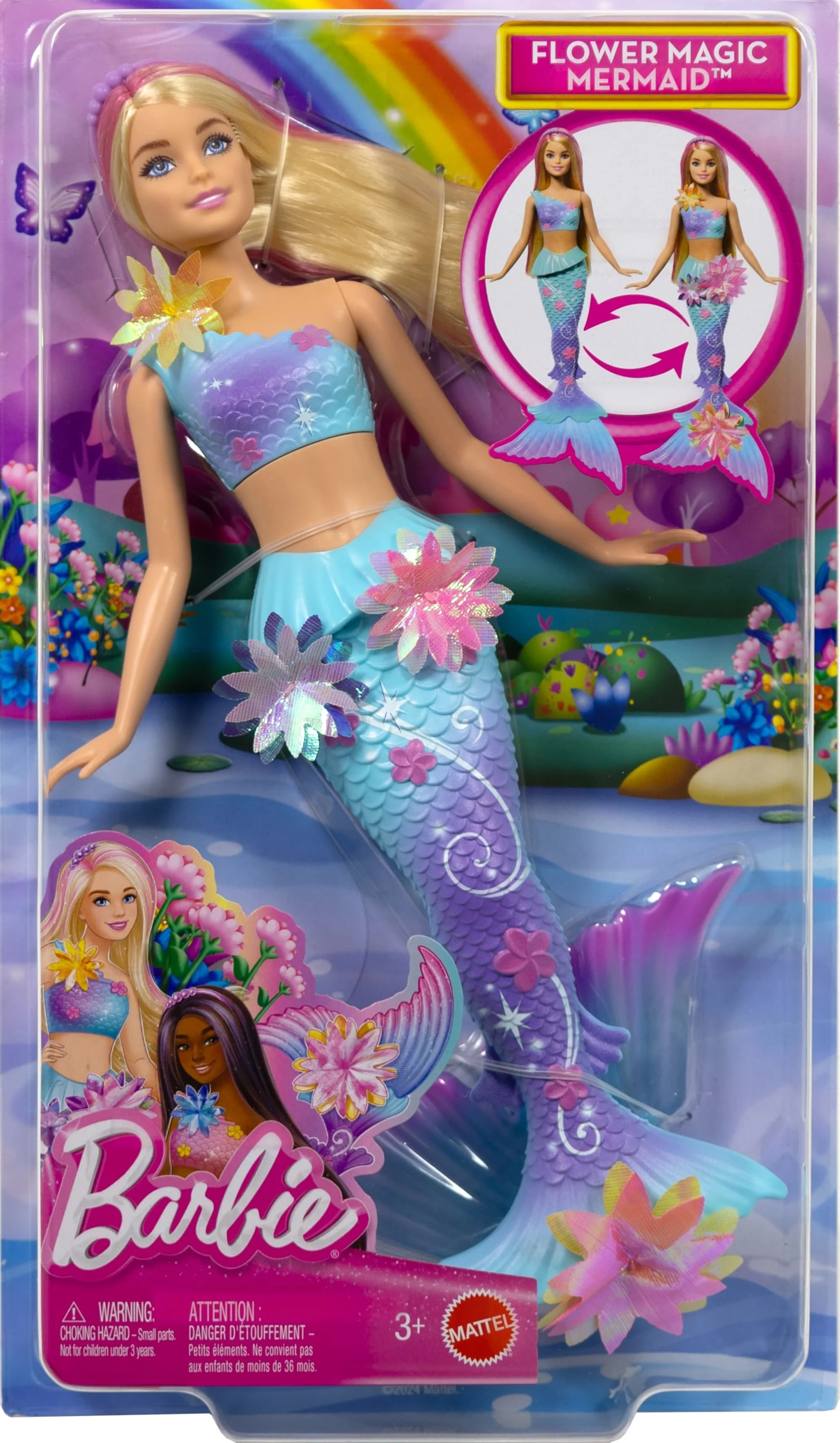 Barbie Fantasía Muñeca Sirena con Transformación de Flores Cabello Rosa - Image 6