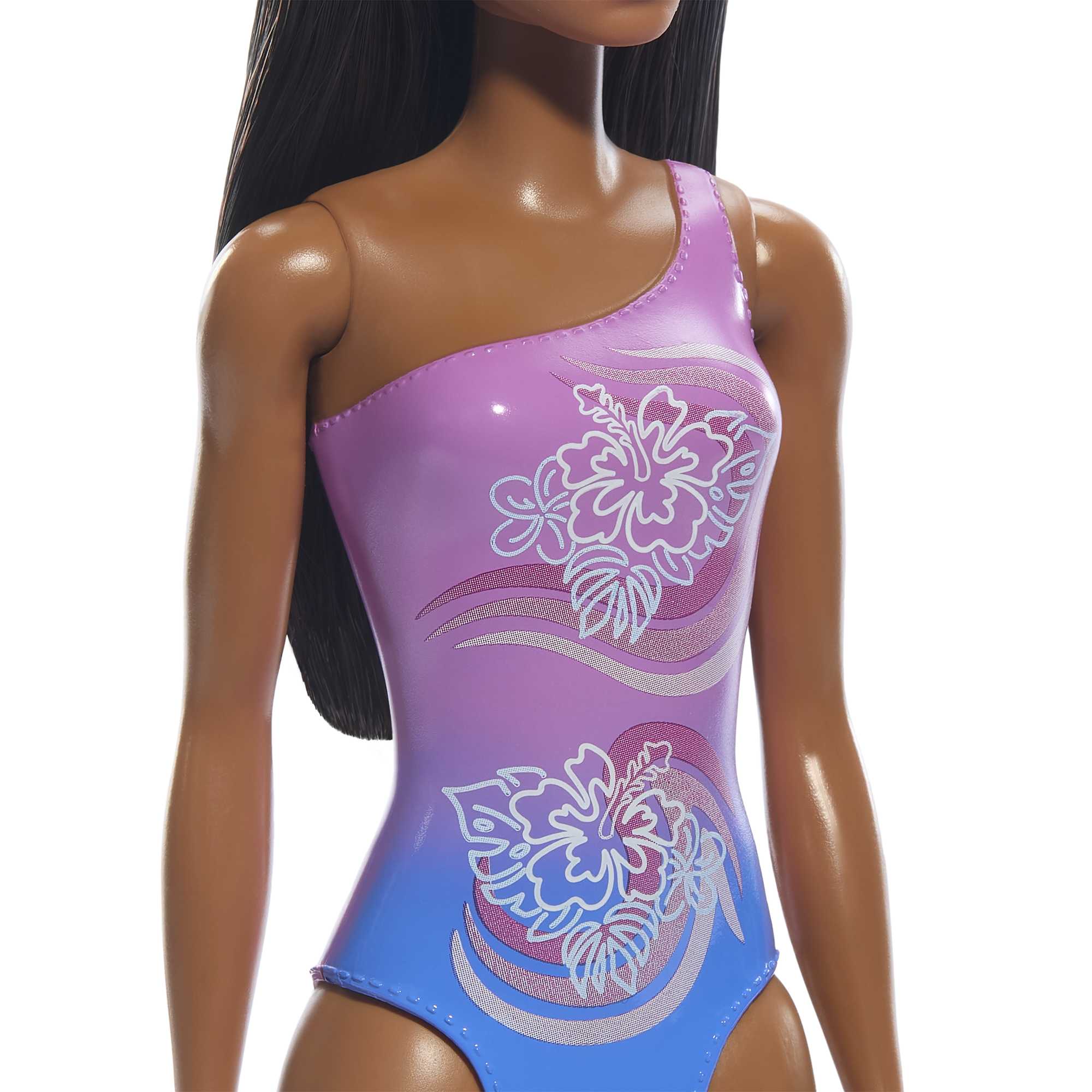 Barbie Fashion & Beauty Muñeca Playa con Traje de Baño Morado - Image 3