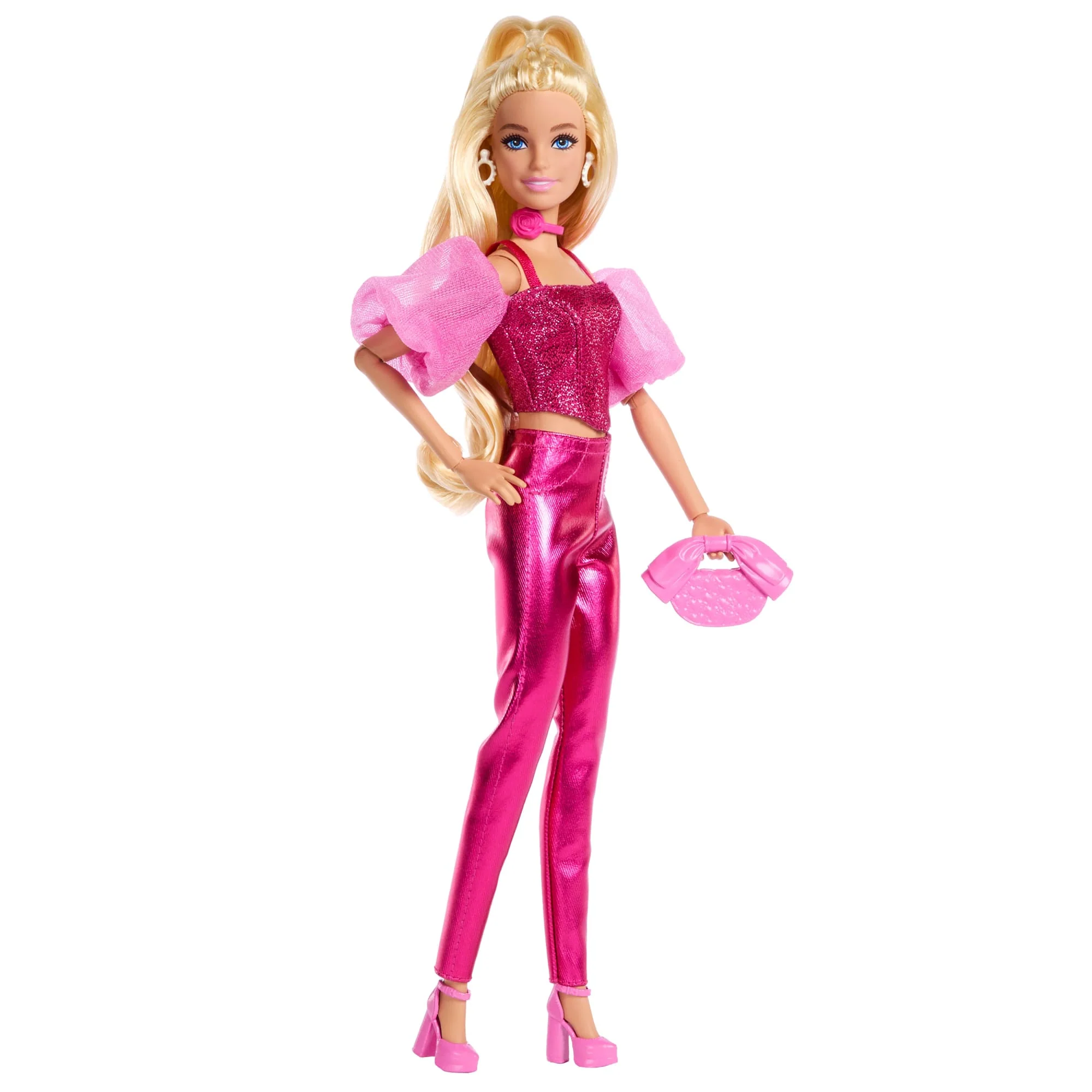 Barbie Fashionista Boneca Deluxe Cabelo Loiro e Conjunto Rosa Metálico - Image 5