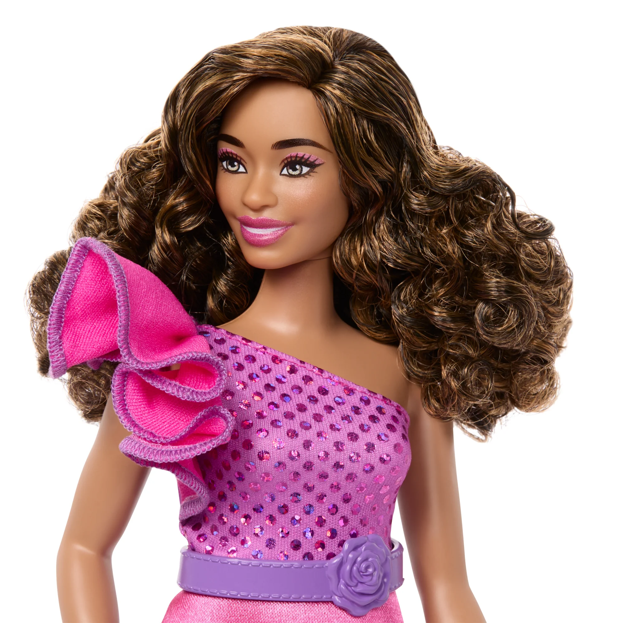 Barbie Fashionistas Doll #225, Curvy With Brown Hair, Pink Sparkly Dress, 65th Anniversary - Image 3