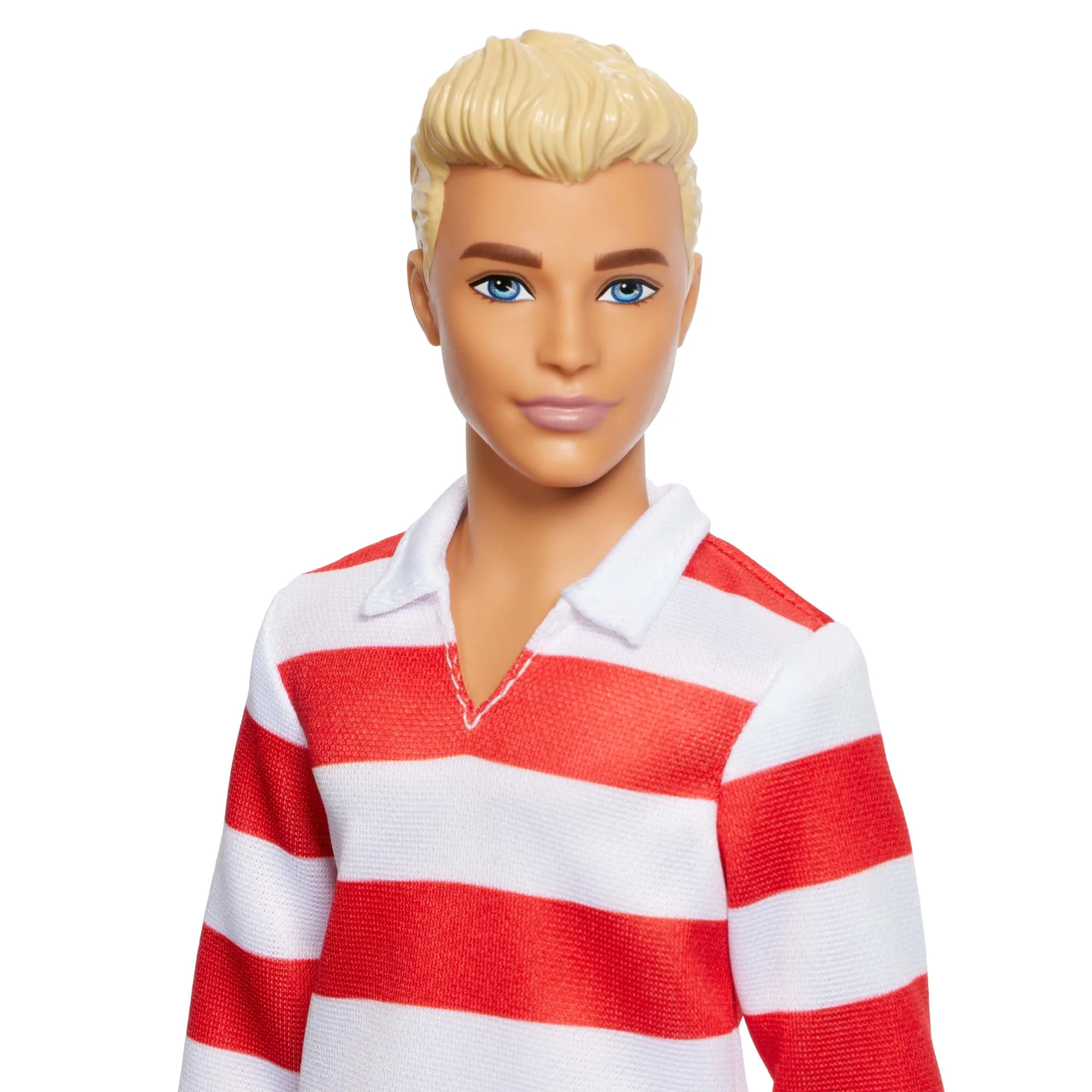Barbie Fashionistas Ken Doll #241 in Red Striped Top And Pink Shorts With White Sneakers, Blonde - Image 2