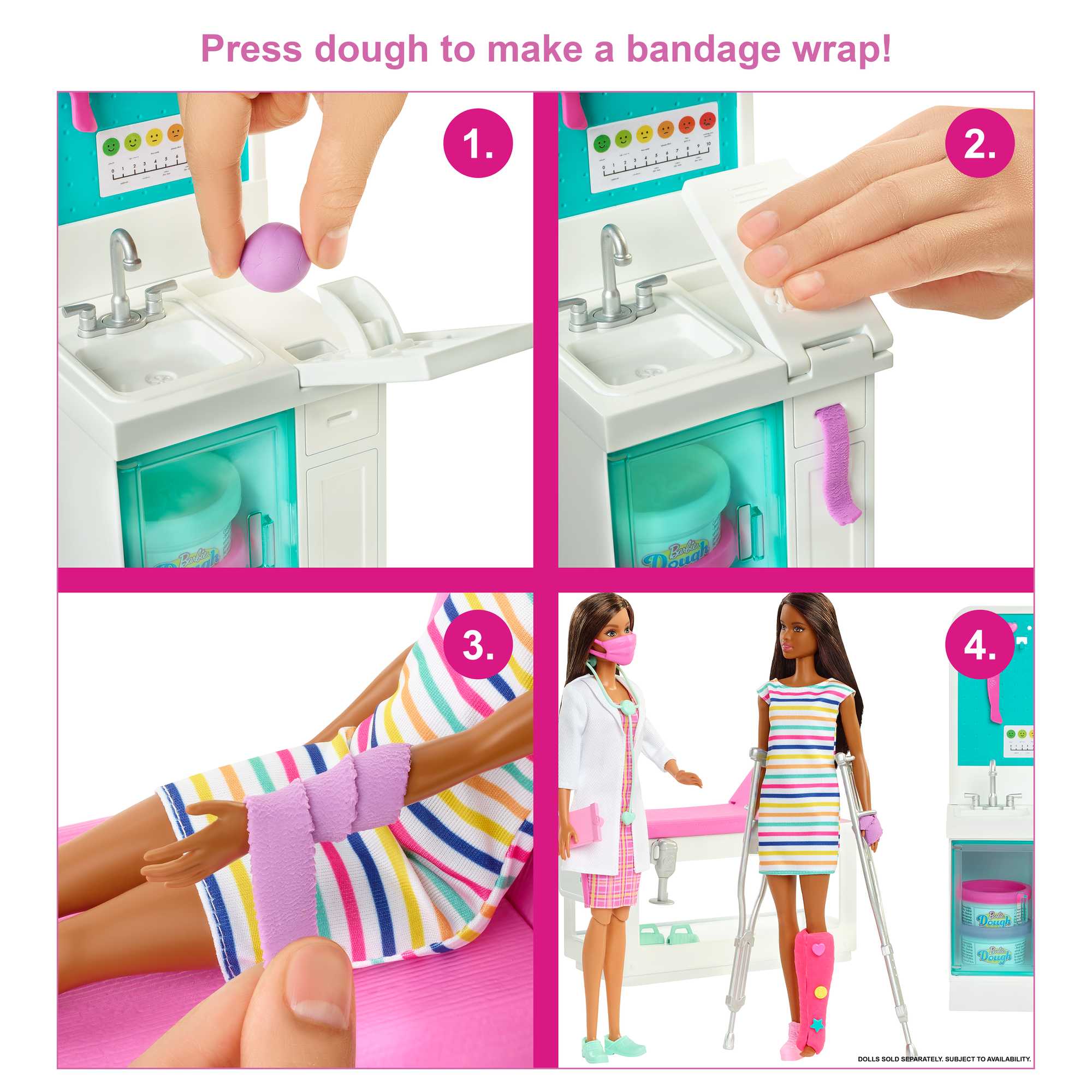 Barbie Fast Cast Clinic Playset With Brunette Barbie Doctor Doll, 4 Play Areas, 30+ Play Pieces - Image 4
