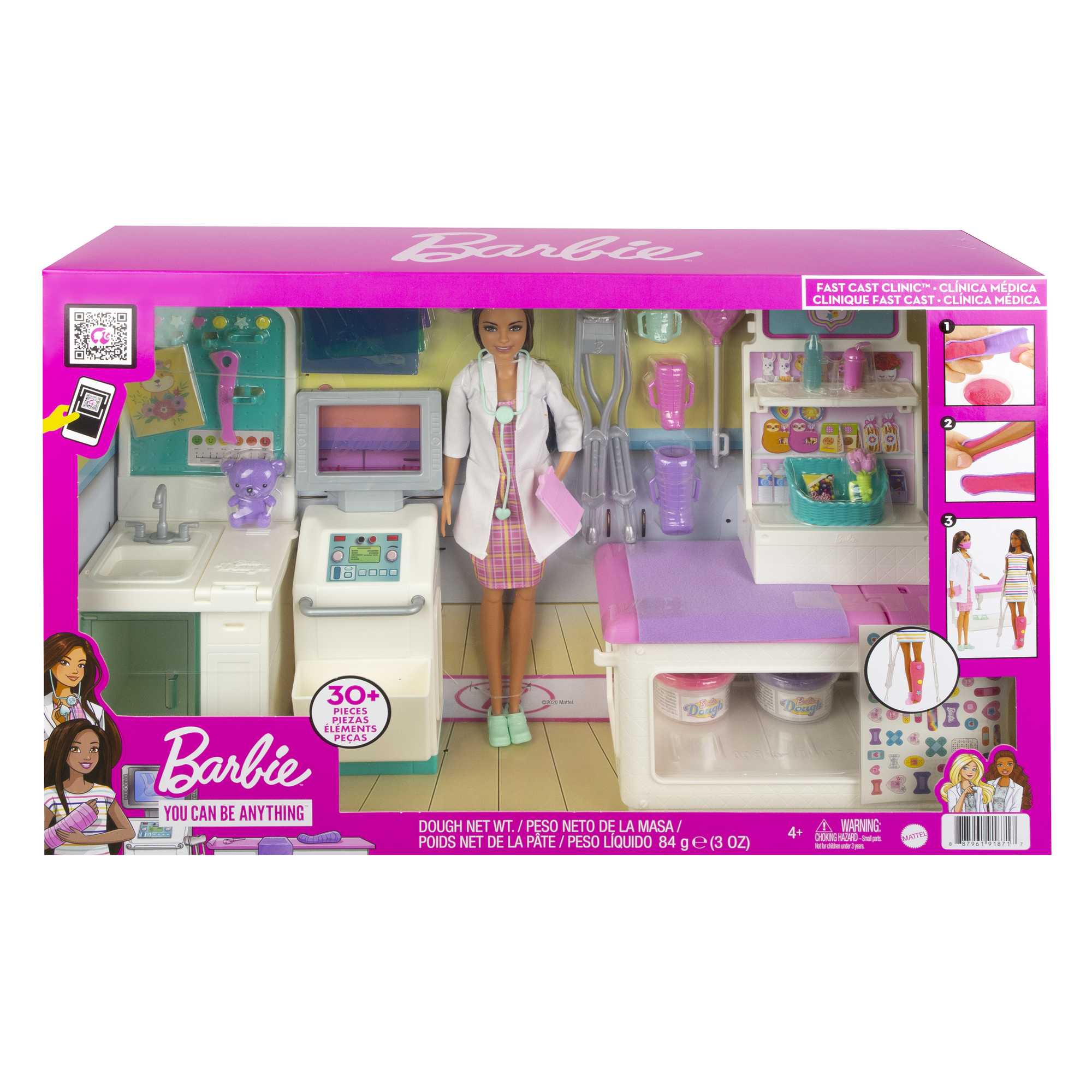 Barbie Fast Cast Clinic Playset With Brunette Barbie Doctor Doll, 4 Play Areas, 30+ Play Pieces - Image 6