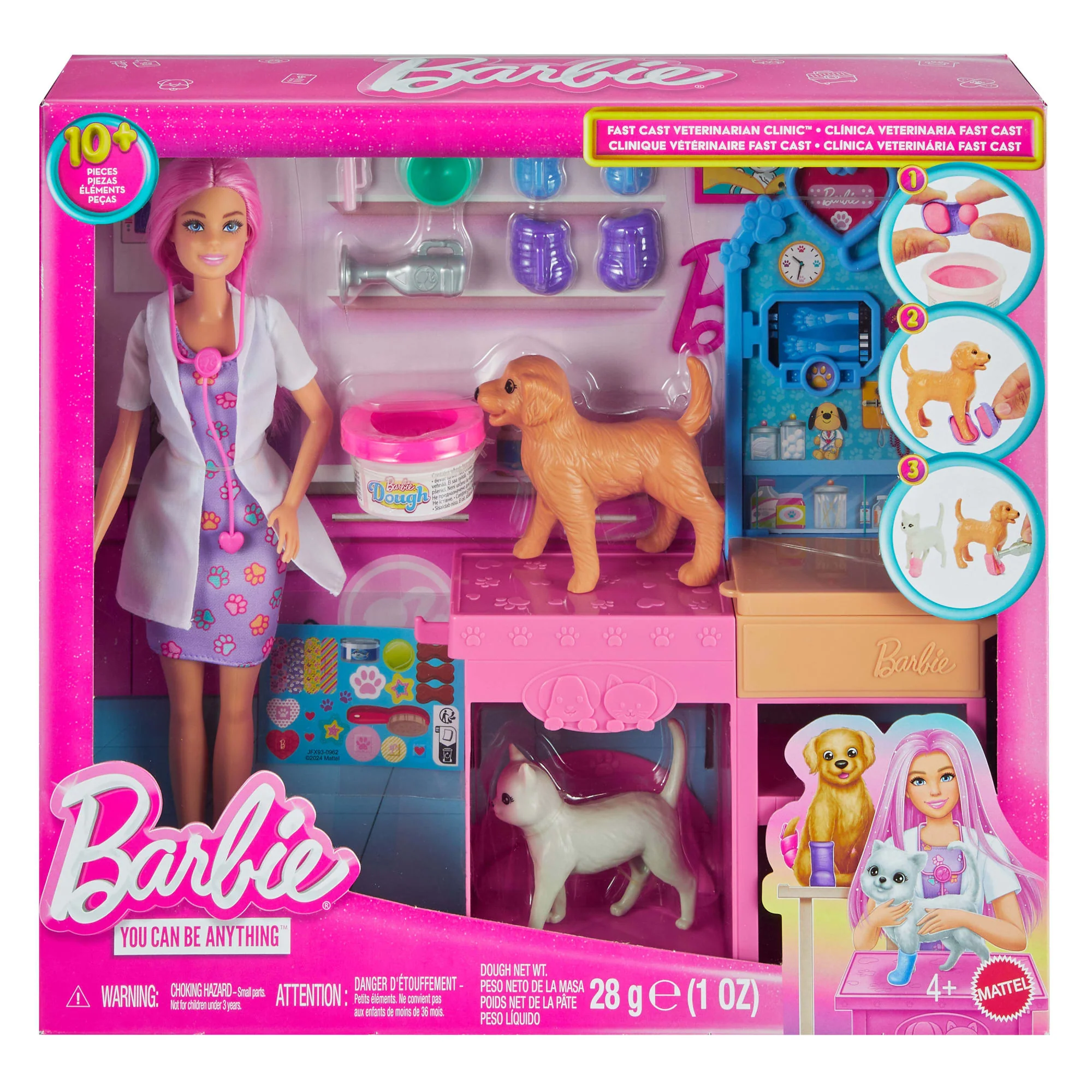 Barbie Fast Cast Veterinarian Clinic Playset With Pink Colored Hair Fashion Doll, Vet Furniture & 10+ Accessories - Image 6