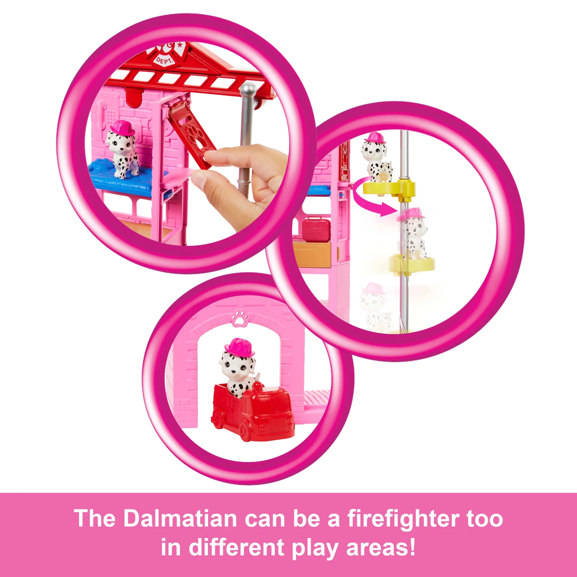 Barbie Firefighter Playset With Blonde Fashion Doll, Fire Station, 2 Pets & 10+ Accessories - Image 3