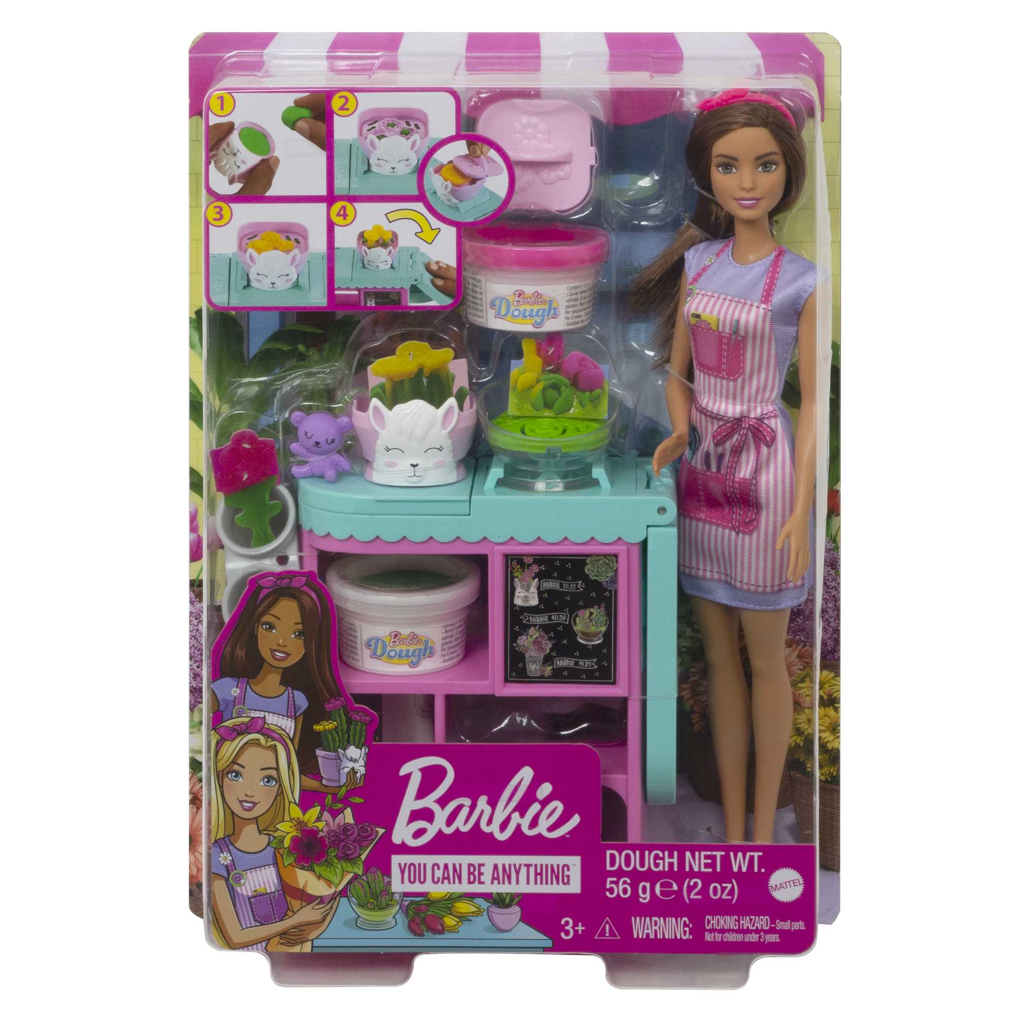 Barbie Florist Playset With Brunette Barbie Doll, Dough, Vases & More, Ages 3 & Up - Image 6