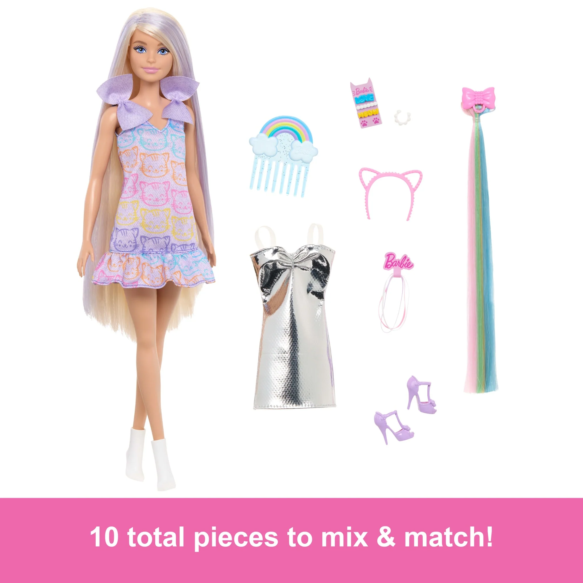 Barbie Fun & Fancy Doll & Accessories, Blonde Fashion Doll With Extra-Long Hair & 2 Looks - Image 3