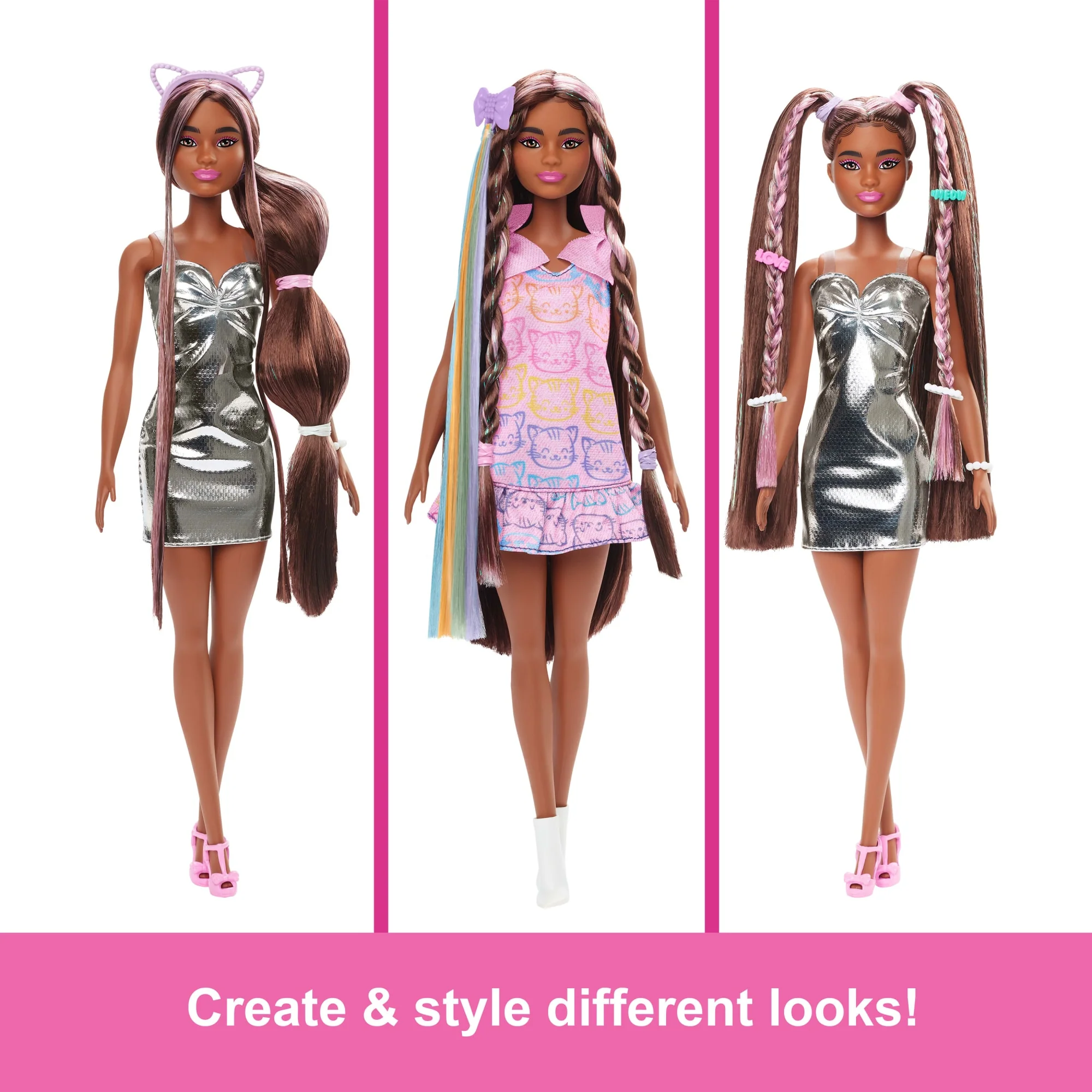 Barbie Fun & Fancy Doll & Accessories, Brunette Fashion Doll With Extra-Long Hair & 2 Looks - Image 4