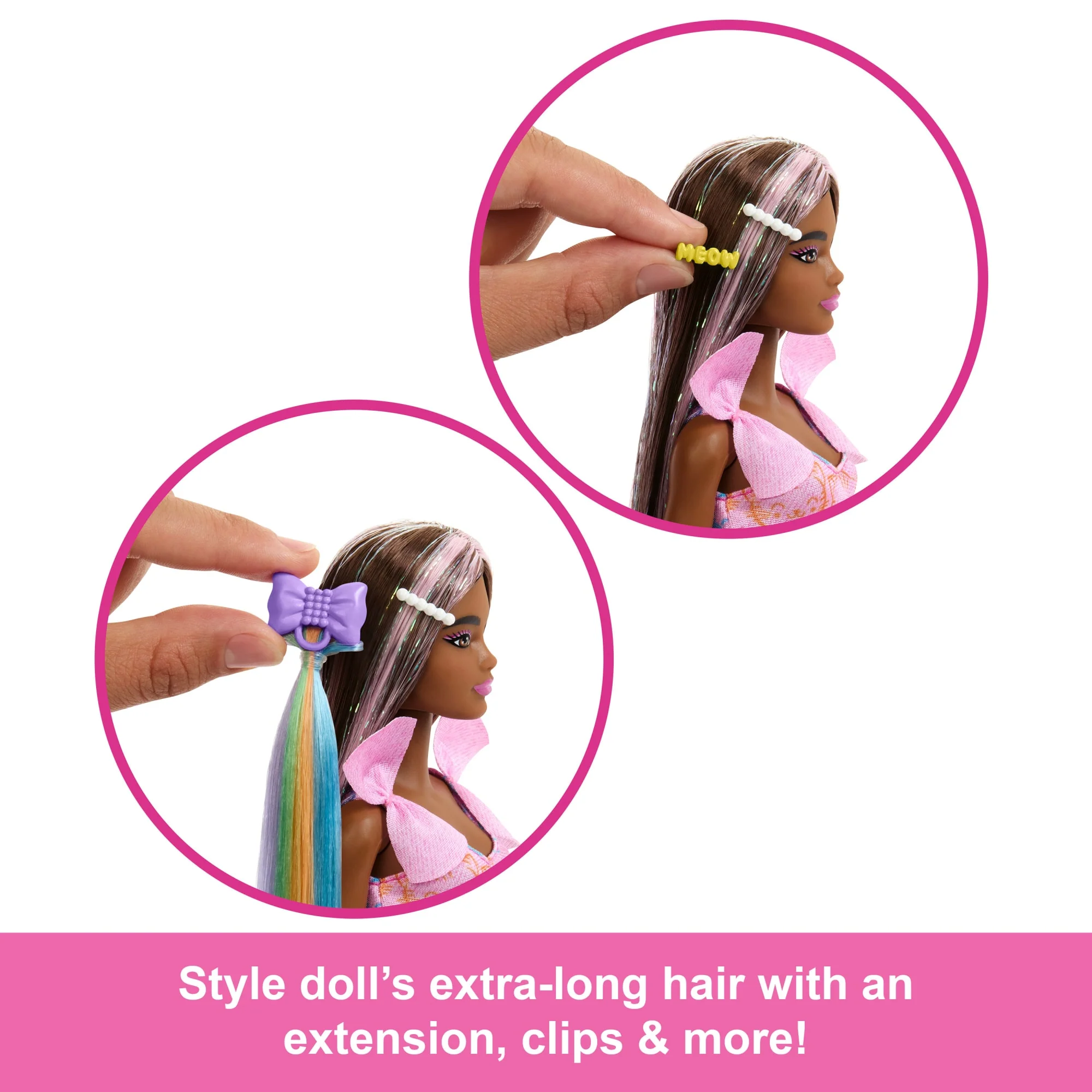 Barbie Fun & Fancy Doll & Accessories, Brunette Fashion Doll With Extra-Long Hair & 2 Looks - Image 5