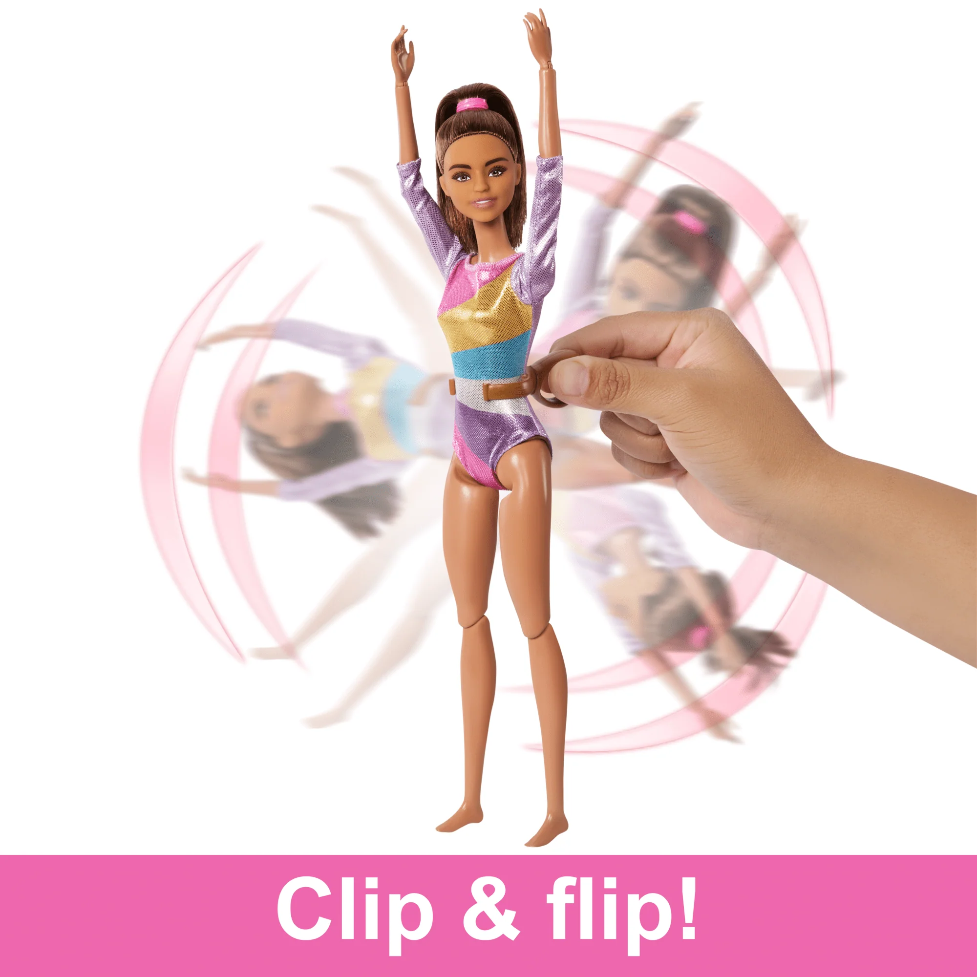 Barbie Gymnastics Playset With Brunette Fashion Doll, Balance Beam, 10+ Accessories & Flip Feature - Image 3