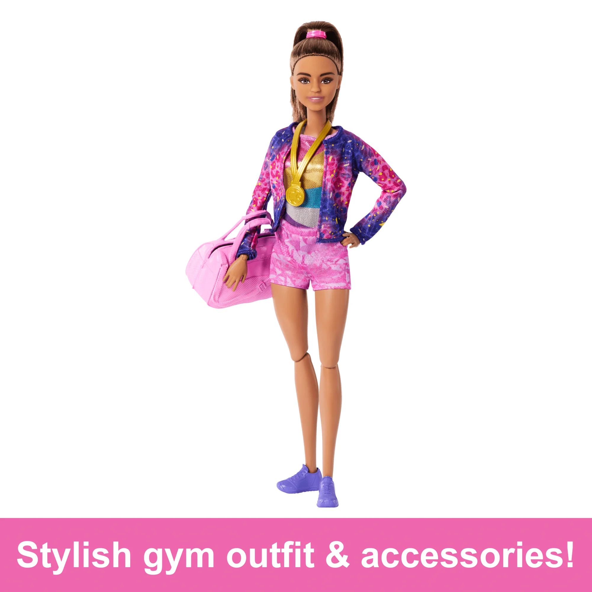 Barbie Gymnastics Playset With Brunette Fashion Doll, Balance Beam, 10+ Accessories & Flip Feature - Image 4