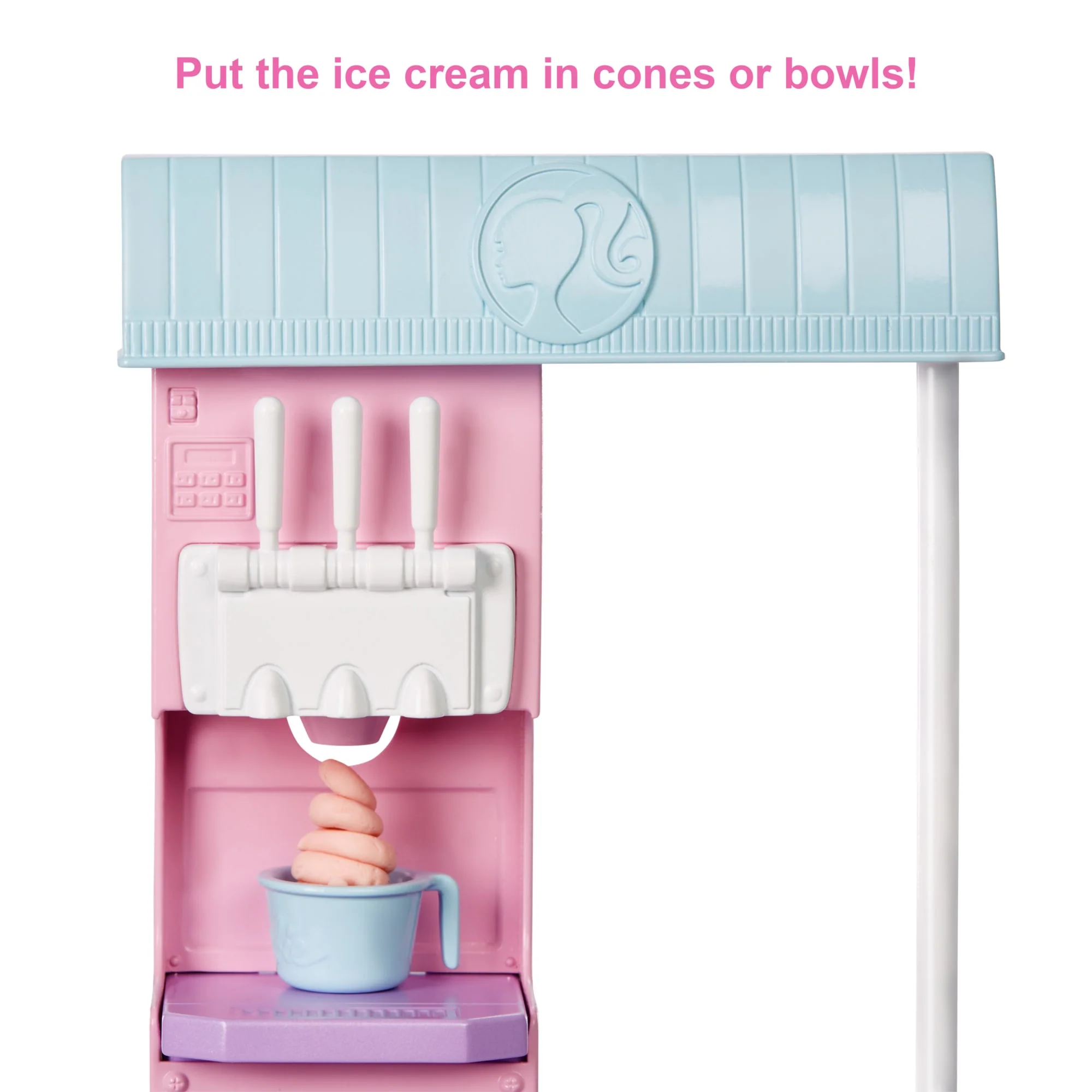 Barbie Ice Cream Shop Playset With 12 in Blonde Doll, Ice Cream Shop, Ice Cream Making Feature & Realistic Play Pieces - Image 3