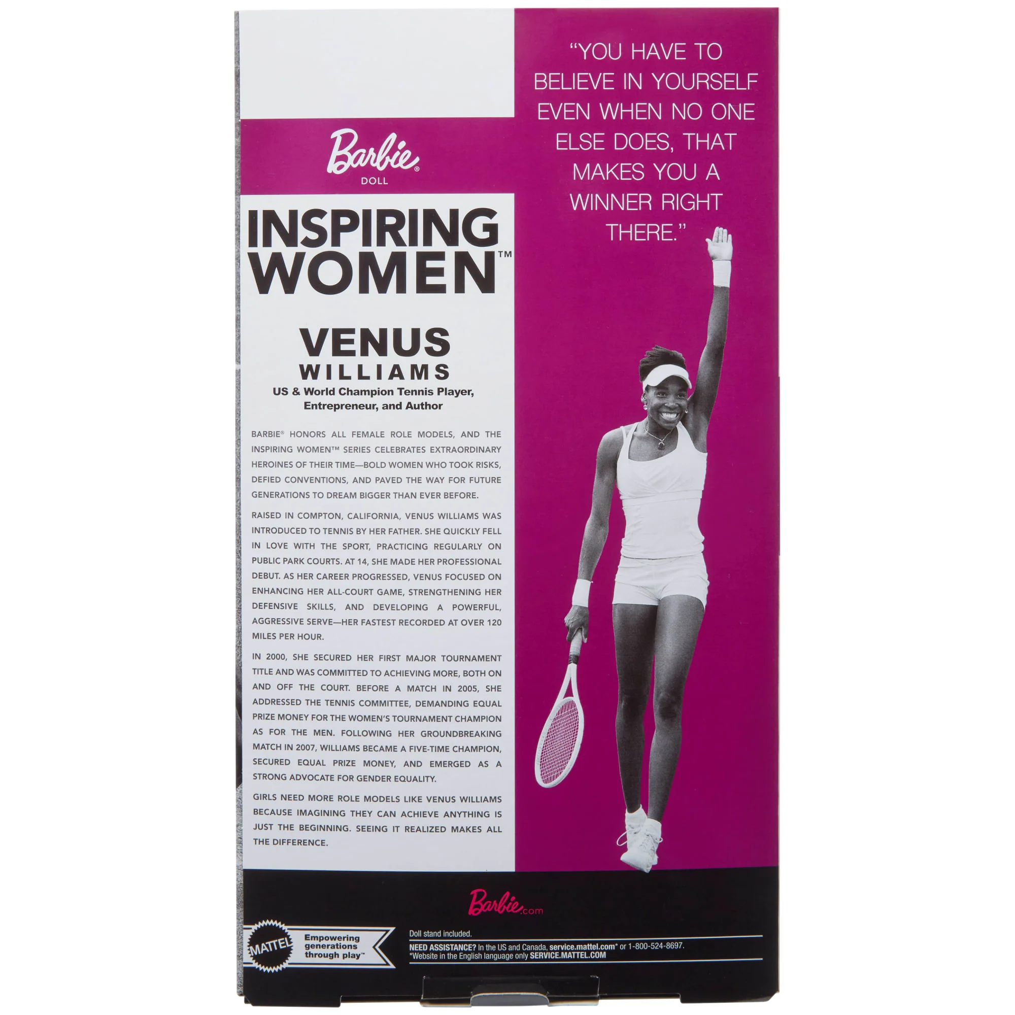 Barbie Inspiring Women Series, Venus Williams Fashion Doll With Signature Tennis Uniform - Image 6
